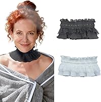 Vista 1 de 2 fundas de traqueotomía de encaje para mujer, protector de estoma de cuello blanco y negro, transpirable, de algodón suave, protector de estoma