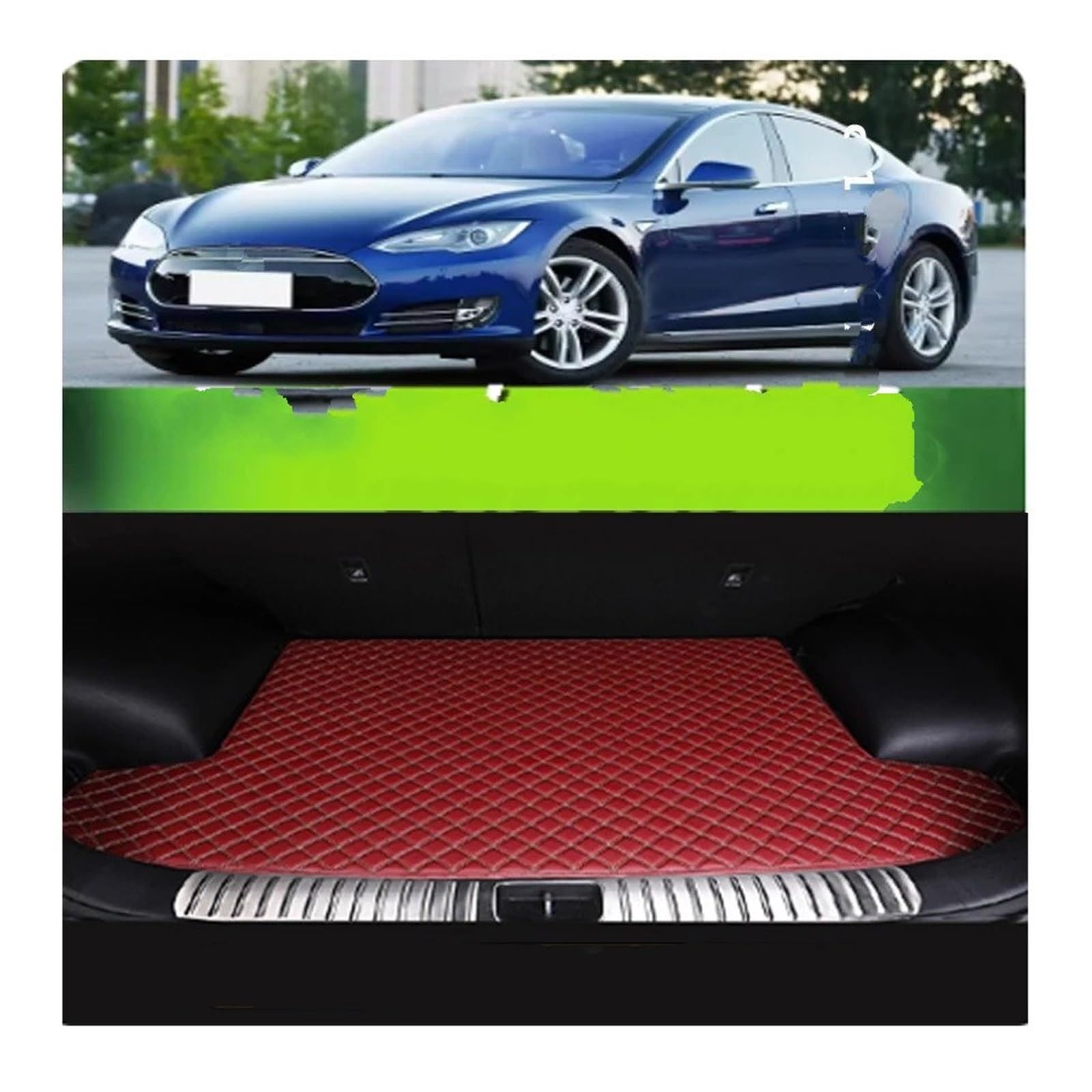 Kofferraumwanne Für Tesla Für Model S 2015-2016 Künstliche Leder Kofferraum Matte Hinten Trunk Cargo Schutz Matte Schutzfrachtmatte(Wine red)