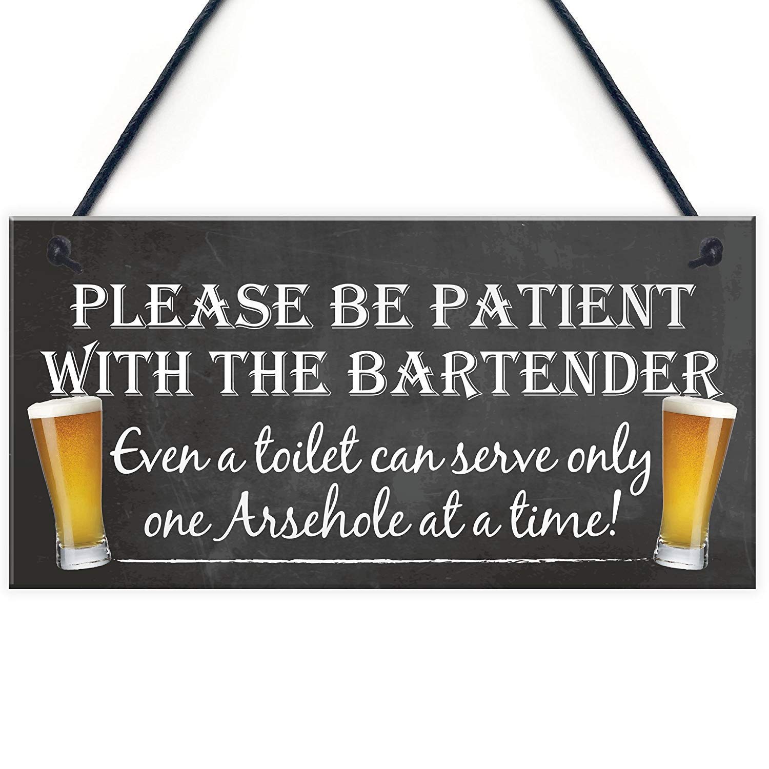 Hty Patient Bartender Funny Pub Landlord Alcohol Gift Hanging Plaque Man Cave Sign 10" X 5"（25x12.5 cm）