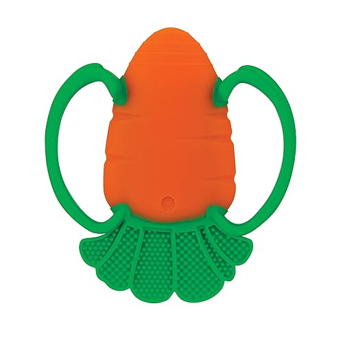 Miniatura 4 de Nuby Mordedor de silicona para frutas y verduras de 2 mangos - 3+ meses (naranja)