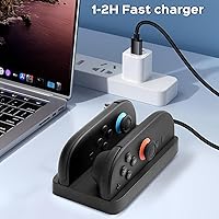 Vista 5 de Base de carga para Nintendo Switch 2, Switch 2 Joycons Dock para 2 Joycons, estación de soporte de cargador Joycons con indicación LED y cable