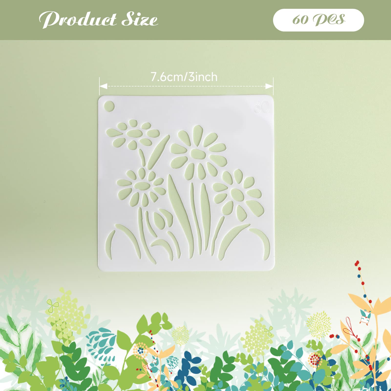Reusable Stencils, Nature Painting Stencils for Craft, Drawing Craft Stencils Templates of Bird Bee Butterfly Dragonfly Flower Leaves, for DIY Art Crafts Scrapbook Notebook Window Wall Decor (60) - Image 2