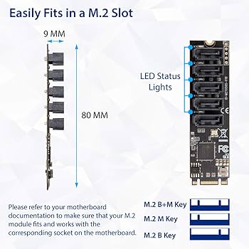 Internal 5 Port Non-Raid Sata III 6GB/S M.2 B+M Key Adapter