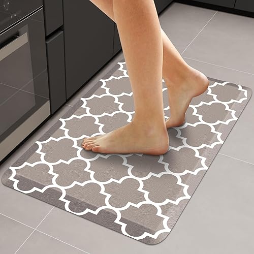 Miniatura 16 de WISELIFE Alfombra de Cocina Acolchada Antifatiga, 17.3" x 60", Alfombras de Cocina Antideslizantes Impermeables de PVC Resistente, Alfombra Rojo
