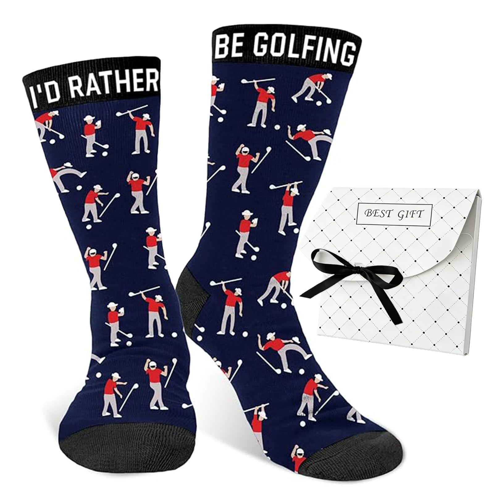 Ysuy Men's Deep Blue Funny Golf Socks For - Golf Gifts & Accessories For Dad, Husband, Frustrated Golfer, Christmas Stocking Stuffer, Cool Novelty Socks Gift Box ﻿