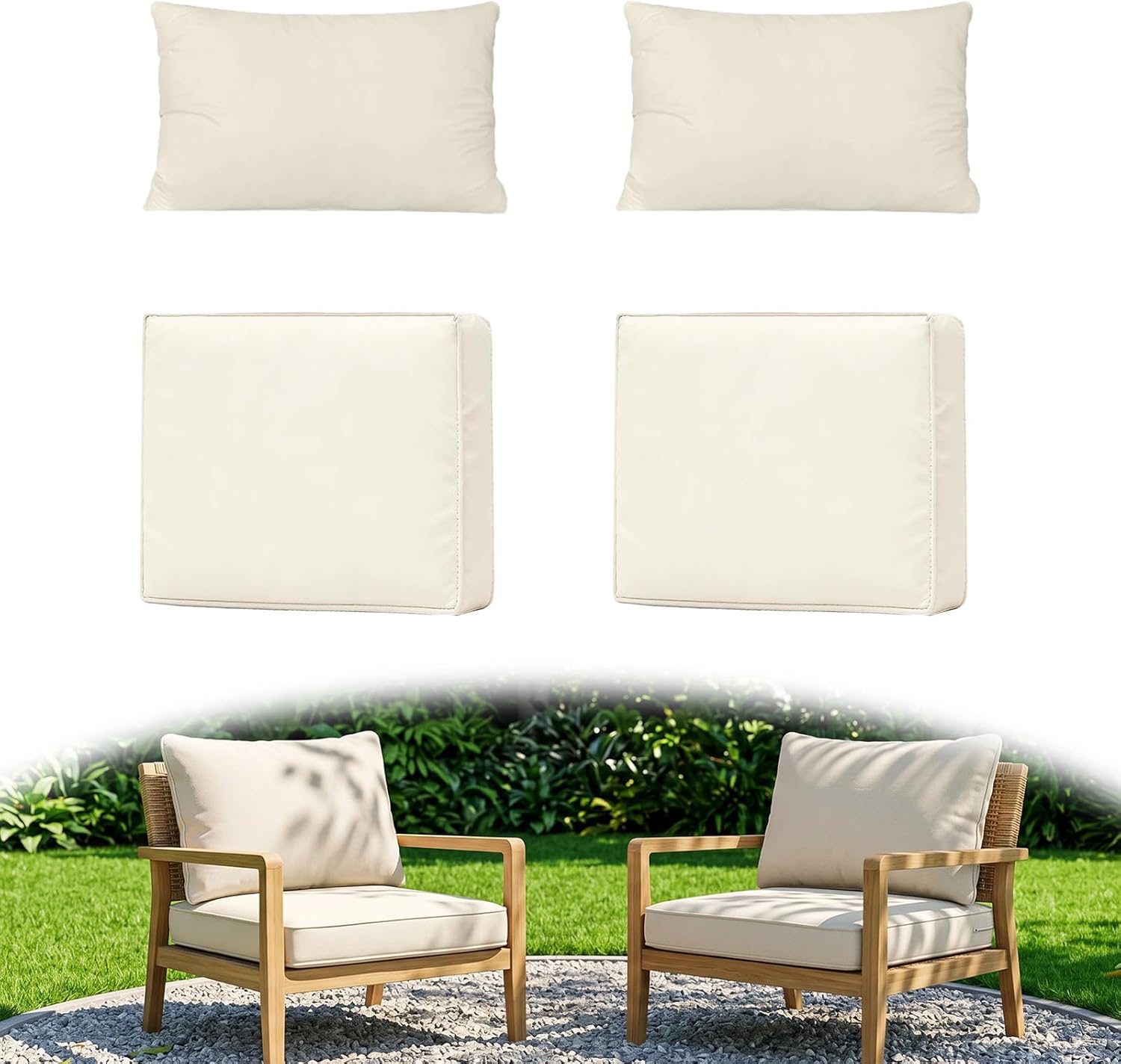Outdoor Couch Cushion Covers, Breathable 4-Piece 24" Patio Furniture Slipcovers, Reusable Cushion Covers for Outdoor Furniture, Protectors Sofa Couch