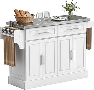 HOMCOM Rolling Kitchen Island Cart with 47