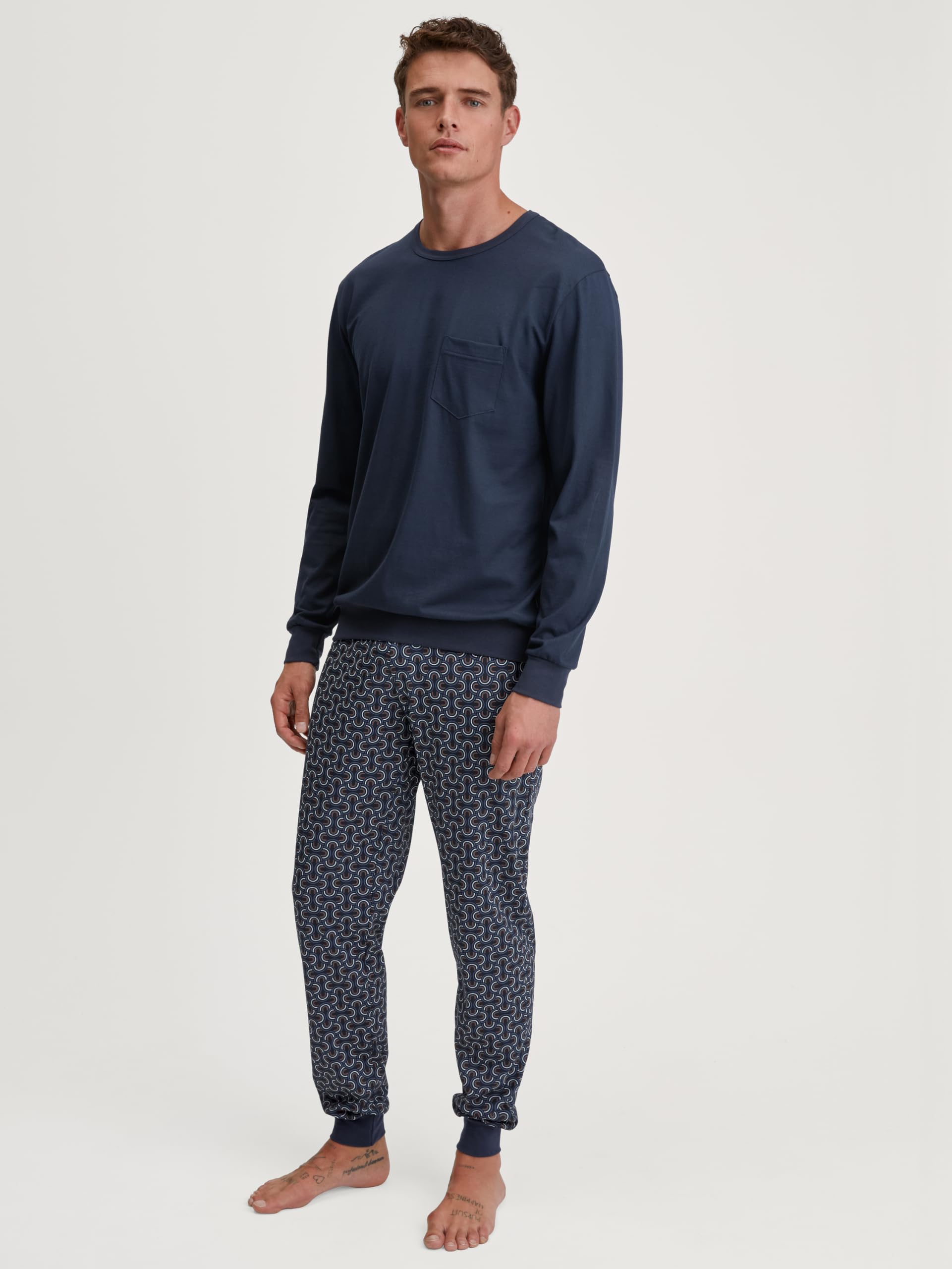 CALIDA Relax Imprint Bündchen-Pyjama Herren | Schlafanzug aus 100% Baumwolle, pflegeleicht, elastisch & formstabil, in Single Jersey