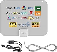 Mohu Leaf Amplified Indoor TV Antenna: 60-Mile Range, Ultra-Thin, Jolt Switch Amp, 4K UHD NEXTGEN TV, Multi-Directional, 12ft Cable