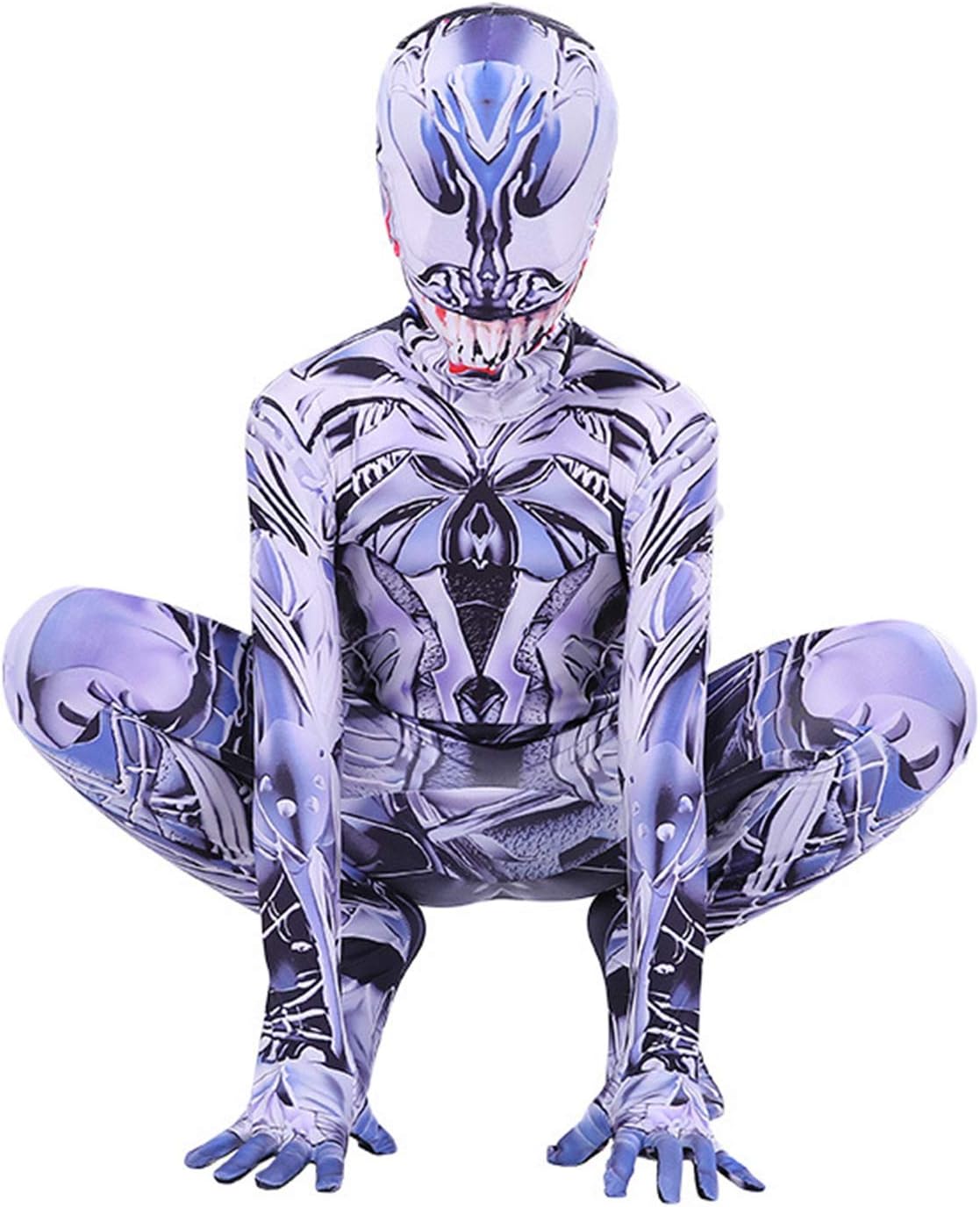Boys Superhero Venom Costumes Unisex Adults Kids Venom Jumpsuit Bodysuit Lycra Spandex Zentai Halloween Cosplay Costumes,Colorful-Kids M(115~125cm)