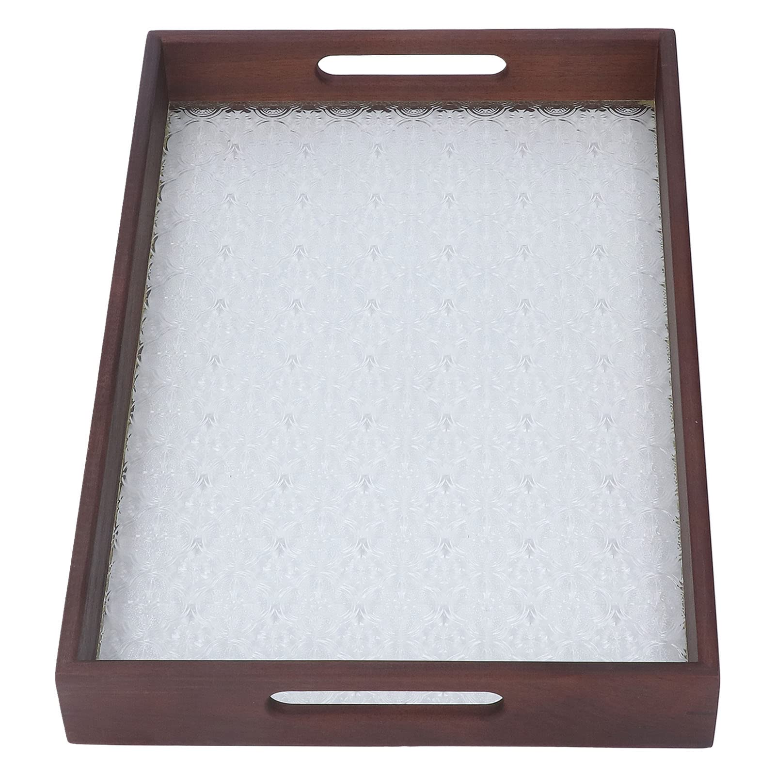 Bandeja de madera de nogal con asas, bandeja multiusos para desayuno, té y pasteles, para uso doméstico, hotel y restaurante, elegante y diseño