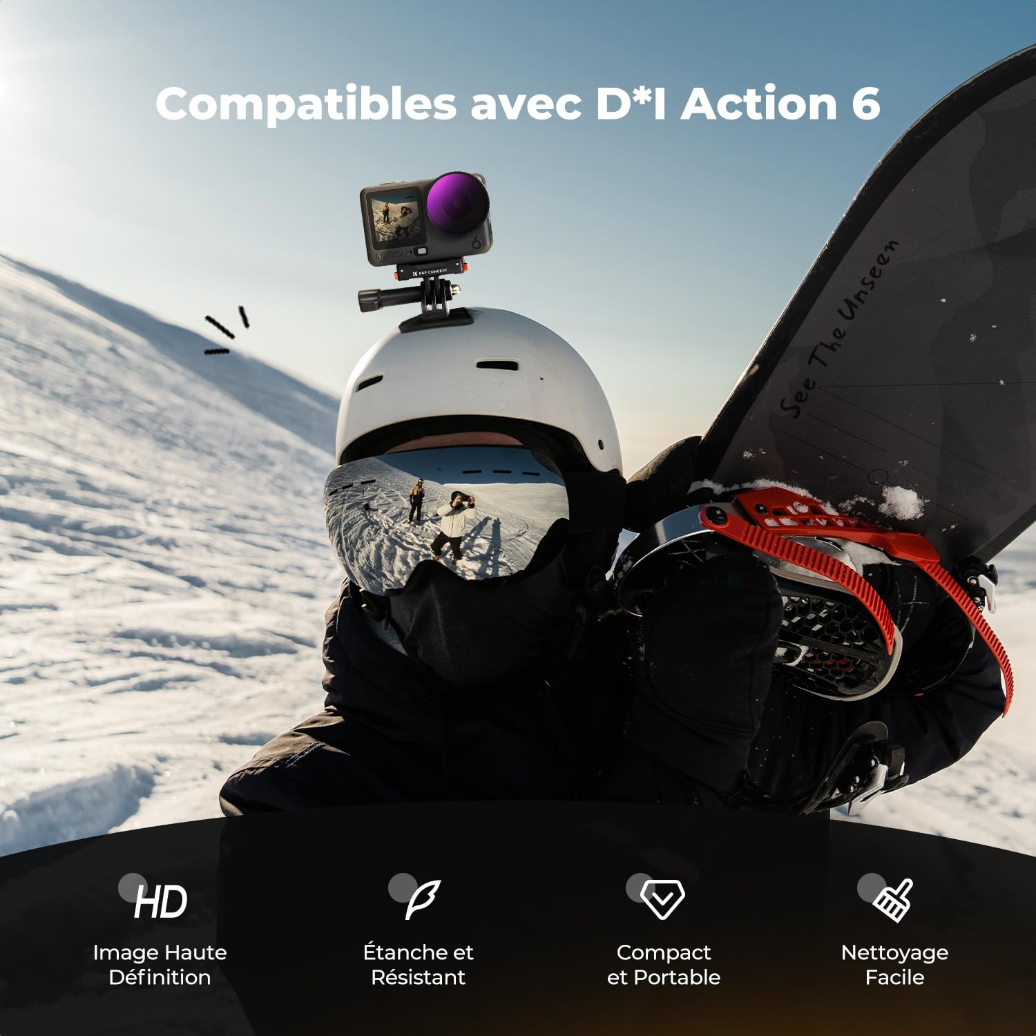 K&F CONCEPT Ensemble de Filtres ND Compatible avec DJI Osmo Action 6, Filtres de Densité Neutre ND8 ND16 ND32 ND64 Pack de 4 pour Contrôle de l'Exposition en Verre Optique à Revêtement Multicouche
