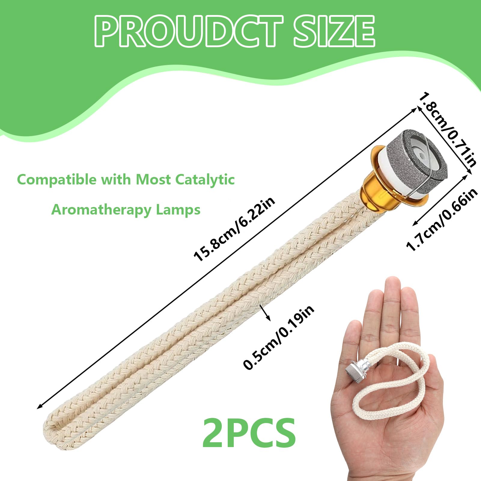 Stoppini Per Lampada Catalitica - Set 2 Pezzi, Cotone Naturale, Lunghezza 18cm, Per Lampade Berger E Profumate - Foto 9