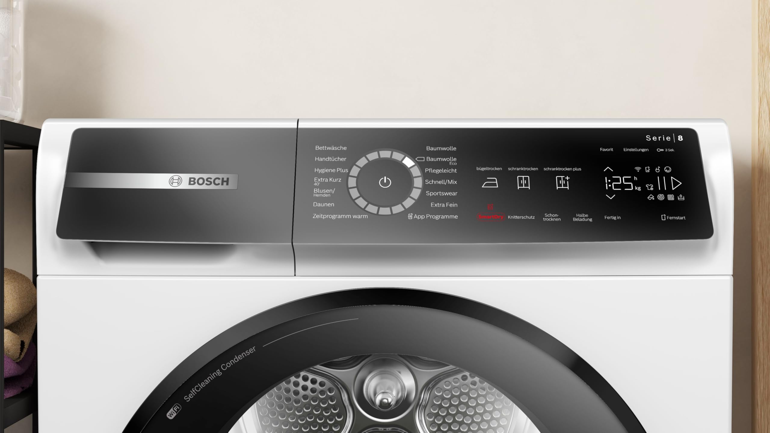 Bosch Serie 8 Wärmepumpentrockner 9 kg WQB245B40 AutoDry SmartDry LED-Display Selbstreinigender Kondensator