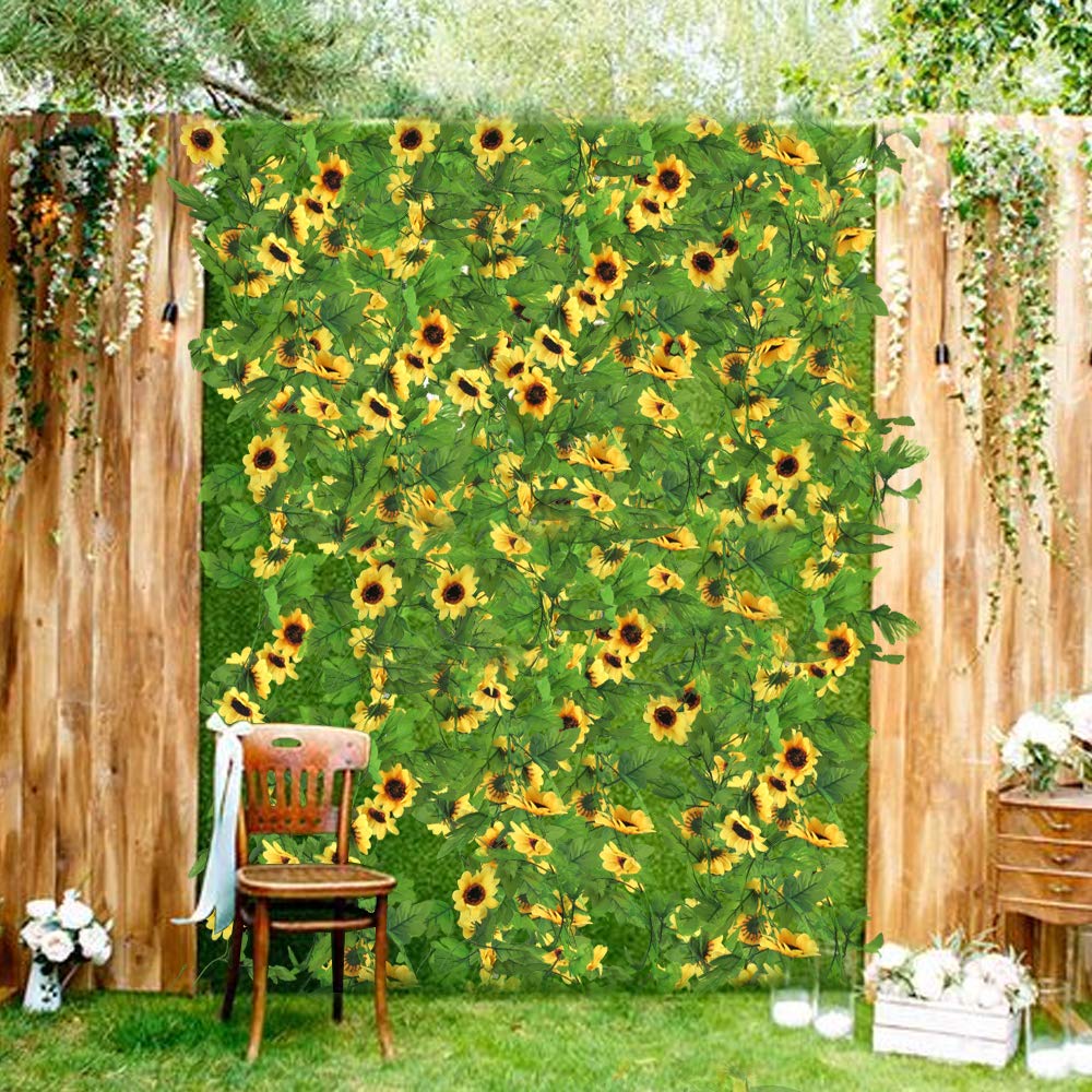 ZIOYA 3PZ Girasoli Finti Ghirlande 236cm Fiori Finti Piante Artificiali