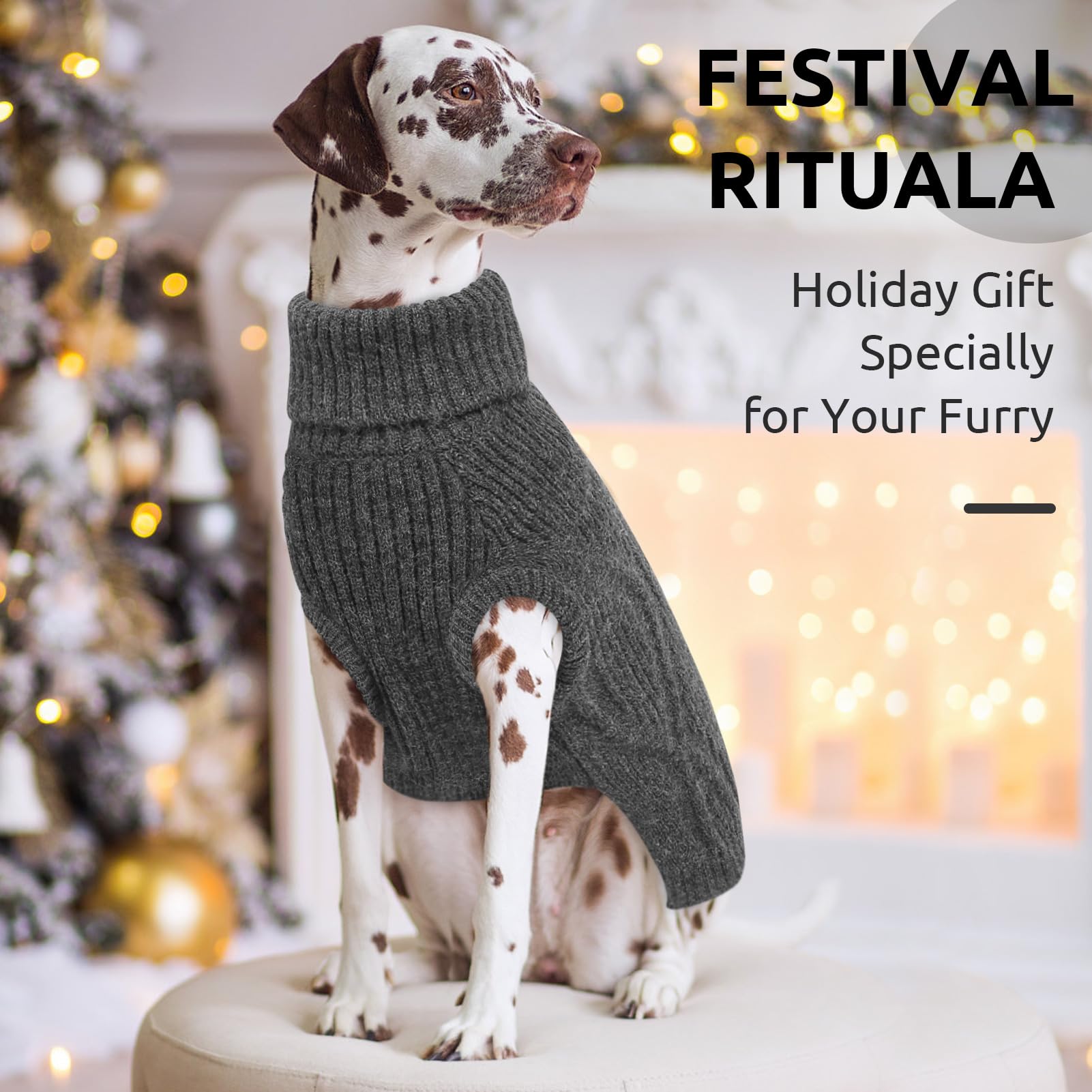 Queenmore Hundepullover mittelgroße Hunde, warm und bequem, Stretch Strickpullover für Dackel, Bichon Frisé, Mops, Jack Russell Terrier, Greyhound, Boston Terrier (Grau, M)