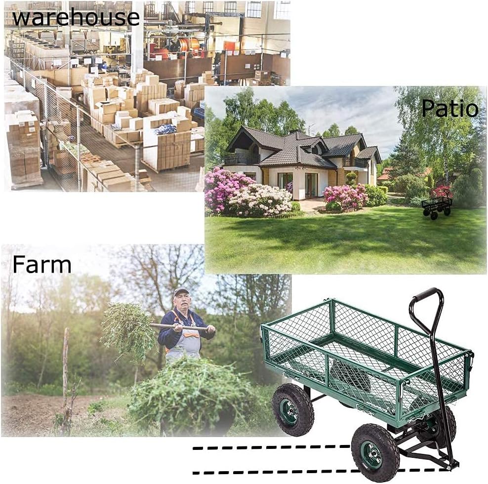 Garden Carts Utility Wagon Outdoor Lawn Yard Buggy Yard Dump Wagon Cart 400 Lbs Heavy Duty Cart with Folding Sides Utility Cart for Patio Lawn Garden Farm Ranch Material Transport : Patio, Lawn & Garden