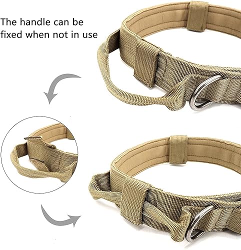 Miniatura 3 de Collar táctico militar personalizado para perro con asa, etiquetas de nombre de mascotas personalizadas para perros medianos y grandes para