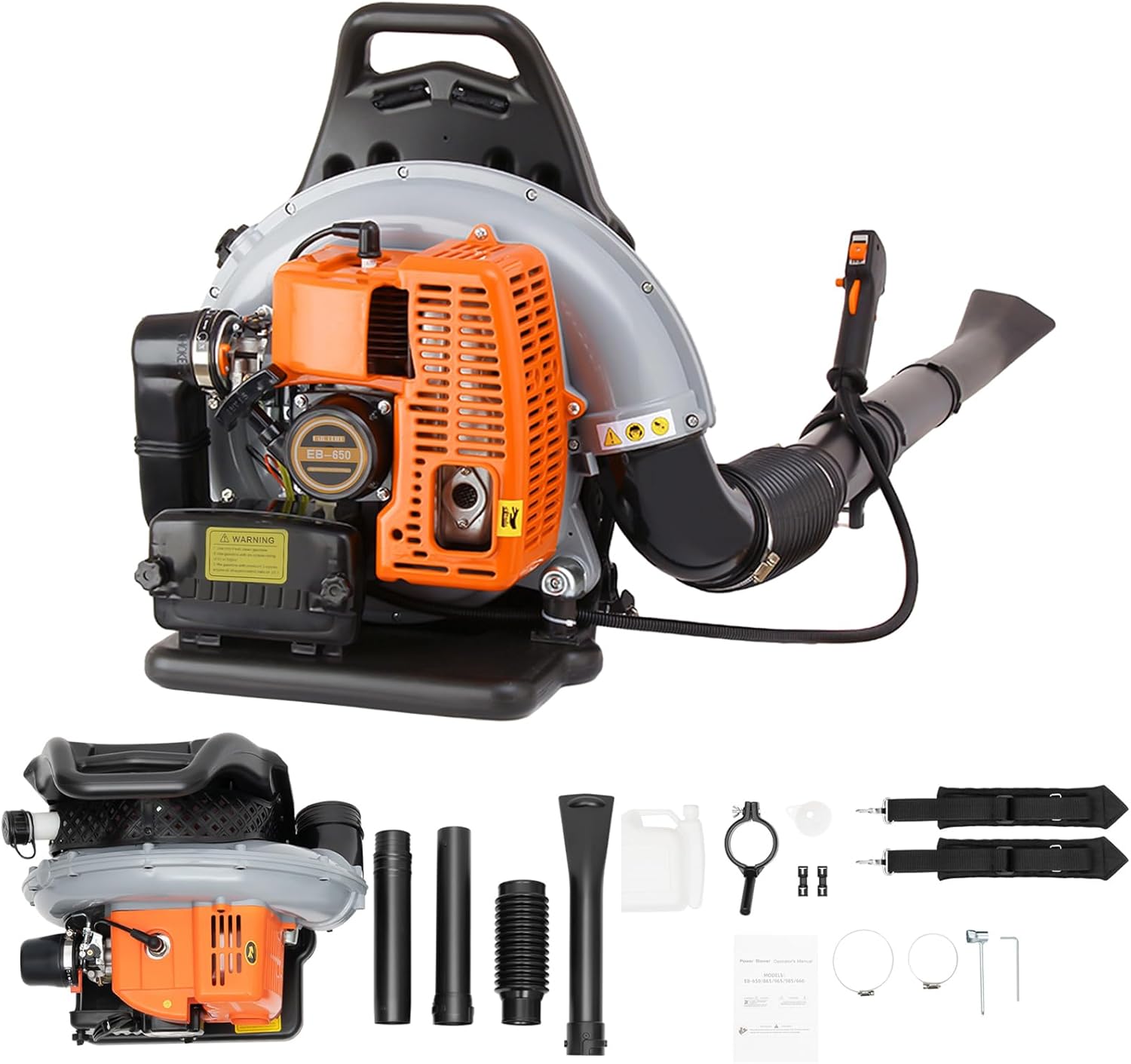 63CC Backpack Gas Powered Leaf Blower,Commercial 2-Stroke 2.7kW 850CFM 4.3HP Gasoline Grass Lawn Blower Leaf Blower Powerful Clearing Performance Ergonomic Harness Gas for Lawn Care Yard Snow Blowing