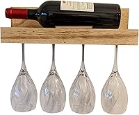 Vista 1 de Gianna's Home Botellero rústico de madera envejecida de madera envejecida con soporte para vidrio (madera roscada)