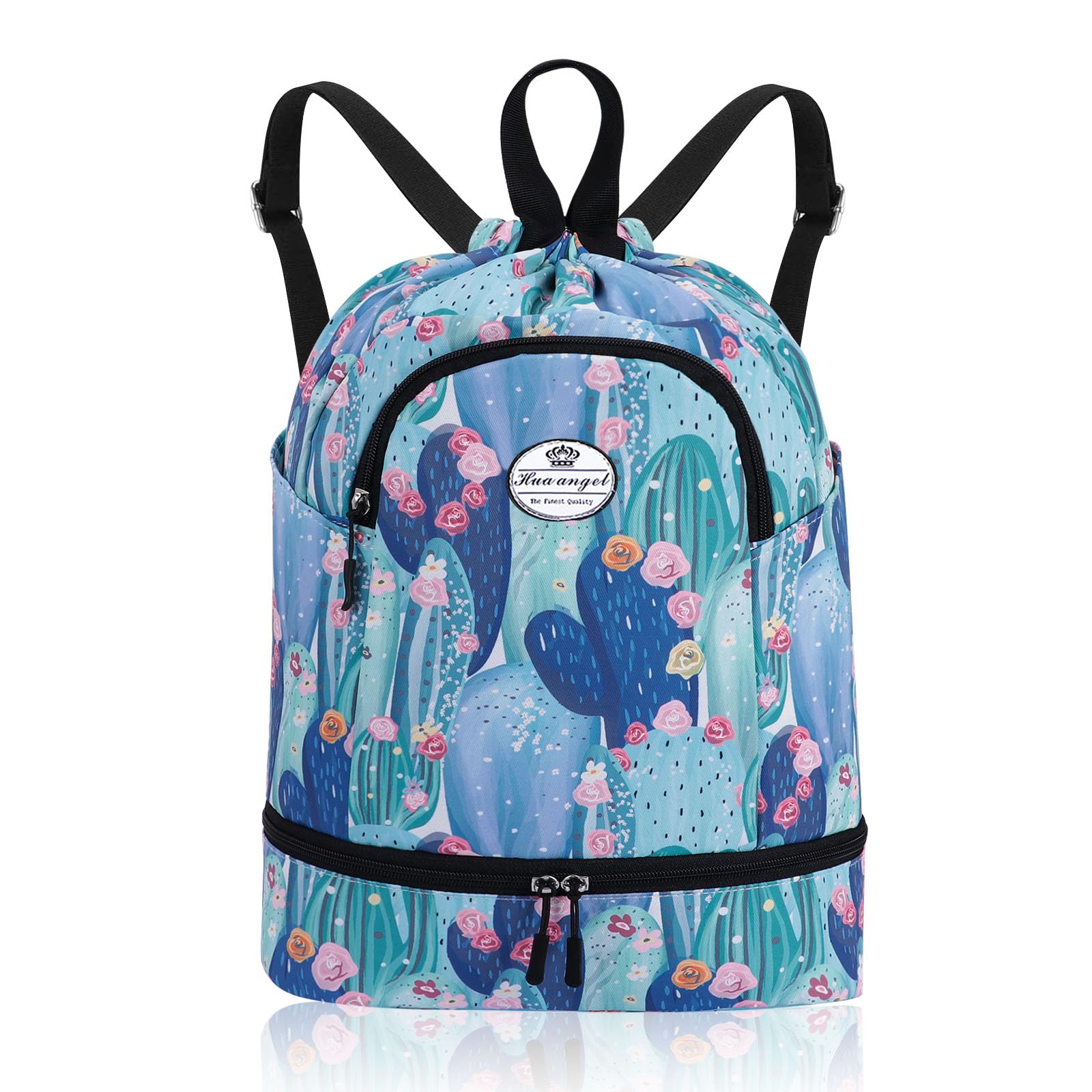 HUA ANGEL Unisex Drawstring Backpack Sports Gym Bag Drawstring Bag Weekend Daypack with Shoe Compartment for Women Men Basketball Football Outdoor Fitness Yoga Swimming Beach