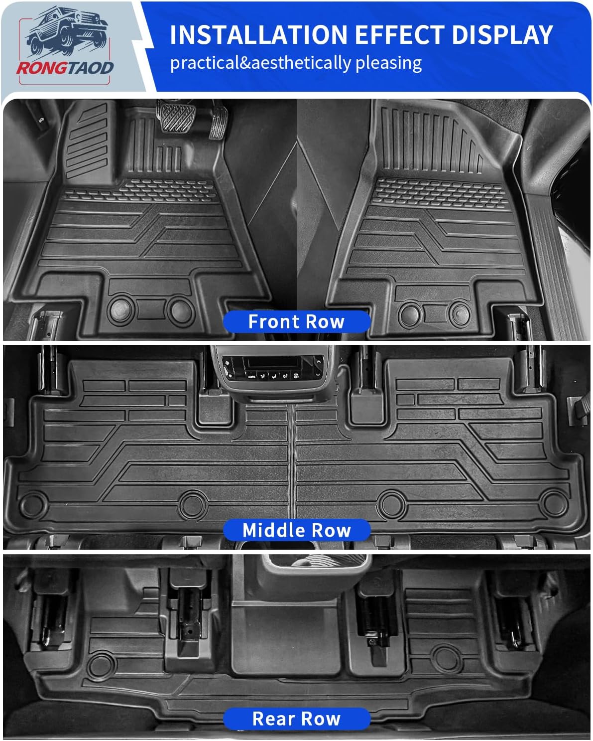 Rongtaod Floor Mats Compatible with 2022-2025 2026 Nissan Pathfinder 7&8 Seats Cargo Liner Cargo Mat Trunk Liner Back Seat Cover 2024 Pathfinder Accessories (Trunk Mat with Backrest Mat+Floor Mats)