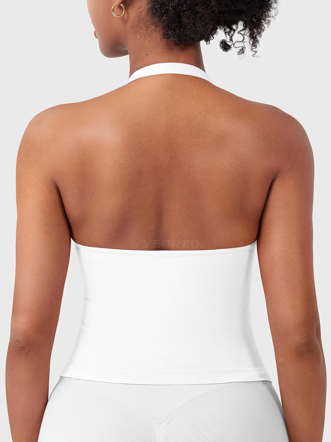 YEOREO SoftHue Women's Impact Halter Tank Top Longline Backless Scoop Neck Built-in Bra Sports Workout Gym Crop Top - Image 5