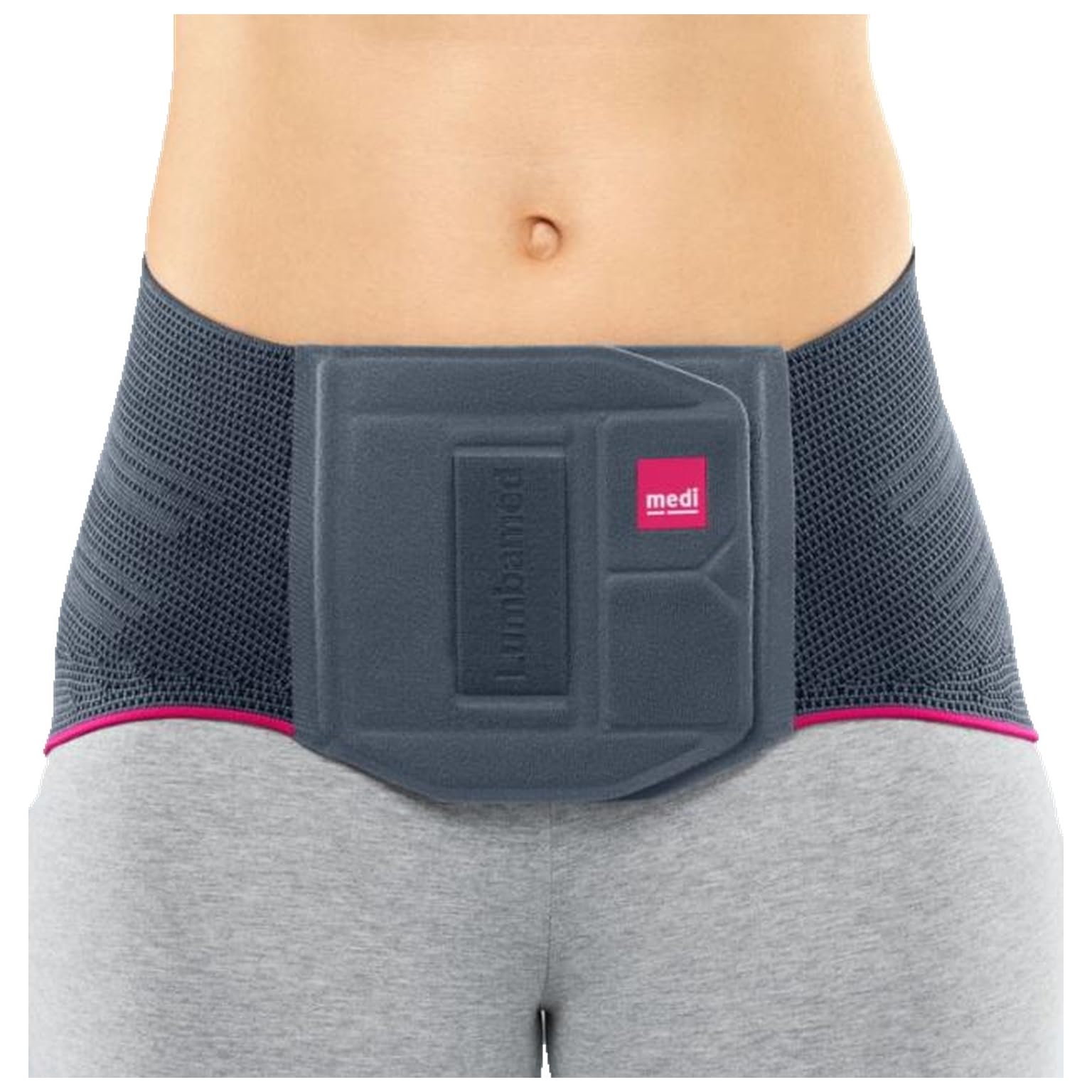 medi Lumbamed Plus vendaje de espalda para mujeres - Órtesis lumbar de soporte para estabilización con almohadilla Vario-Flex - Color: Plata - Tamaño: IV - Regulación de humedad y transpirable