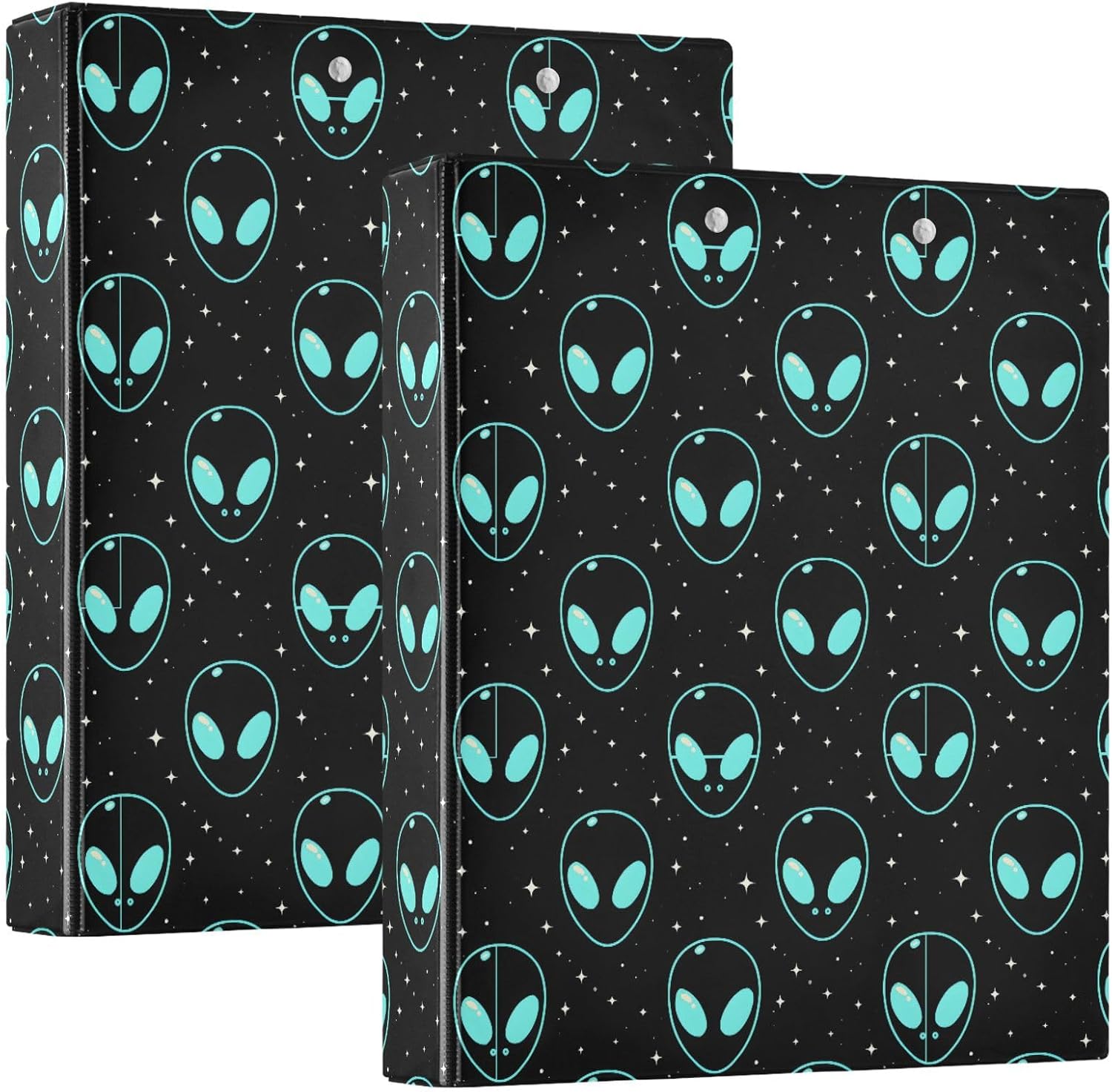 Blue UFO Alien 3 Ring Binder 1.5 Inch 1 Pack with 200 Sheet for Kids School Supplies Women Men Office