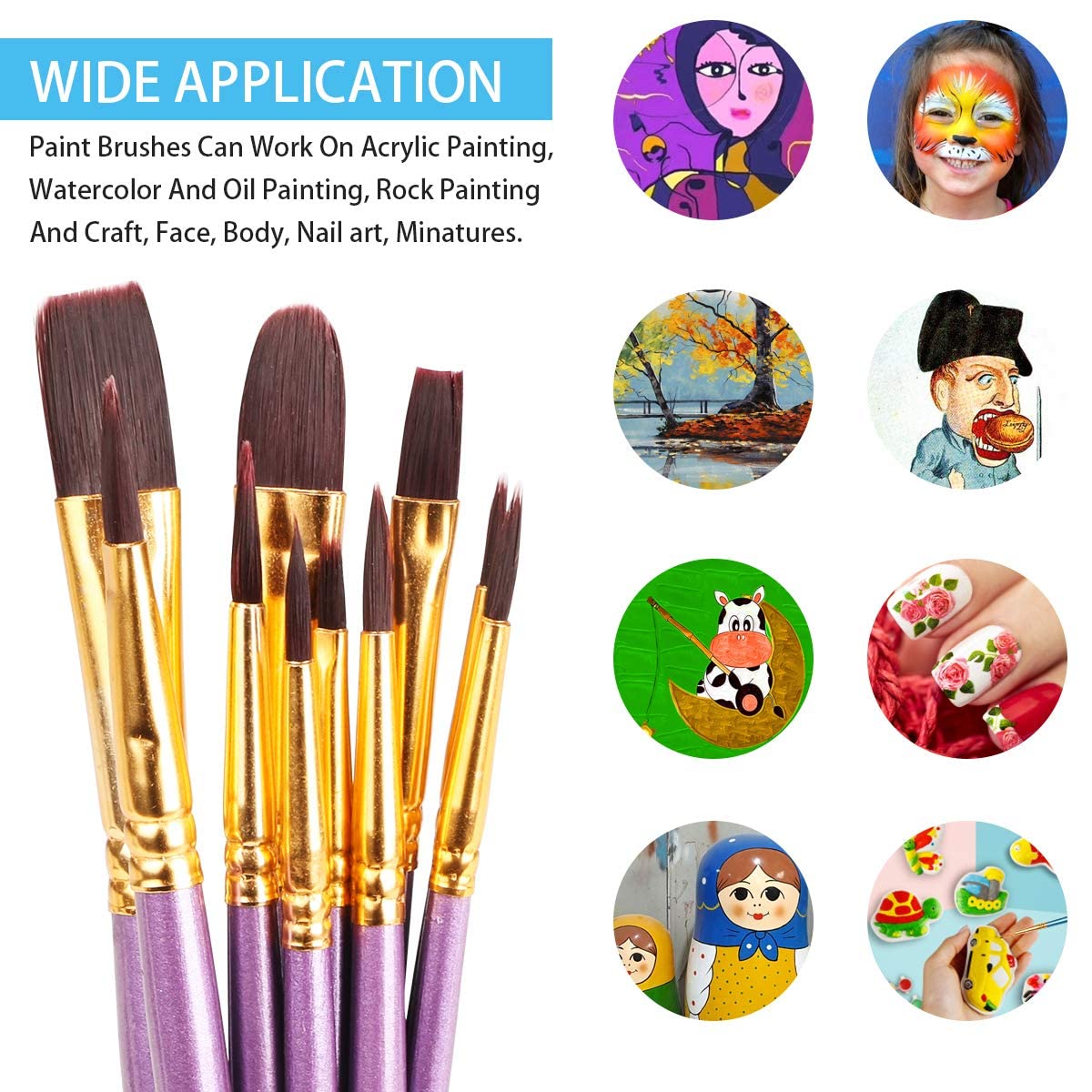 Set 11 Pennelli Professionali Per Modellismo, Acquerello, Acrilico, Nail Art – Manico Ergonomico, Setole In Nylon Morbide, Ideale Per Artisti E Principianti