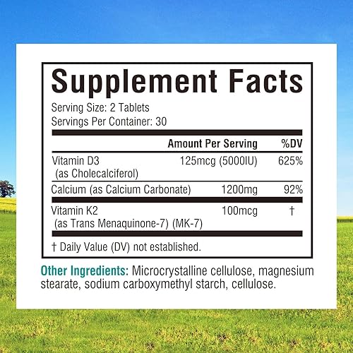 Miniatura 6 de Innate Vitality Paquete de calcio de 1200 mg con D3 y K2 + glicinato de magnesio de 500 mg  Complejo mineral de alta absorción para densidad ósea,