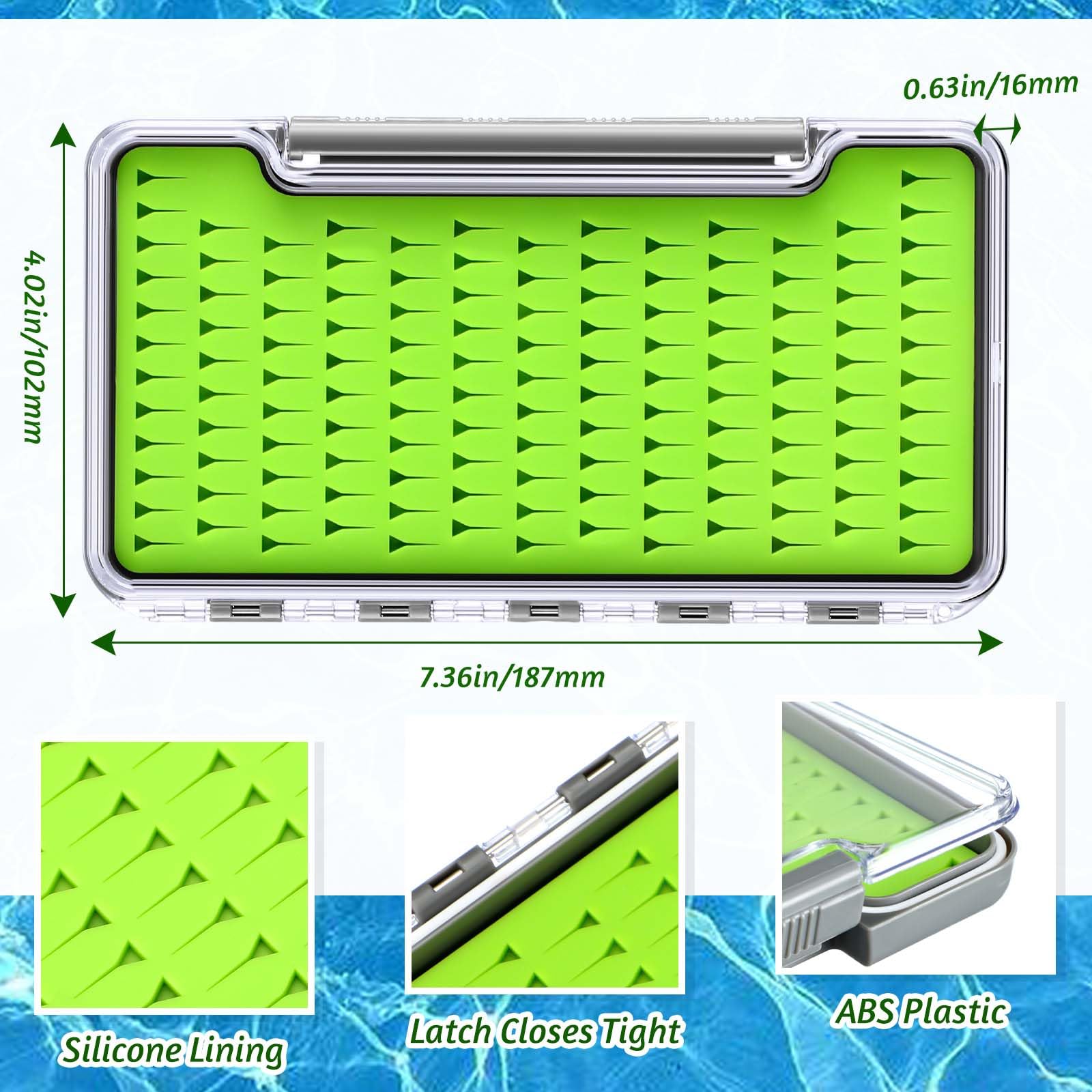 RoundFunny Fly Boxes for Fly Fishing Silicone Waterproof Fly Fishing Box Super Slim Fly Fishing Tackle Trays Box Best Pocket Storage Size 7.36"L x 0.63"W x 4.02"H Could Holds 134 flies(Waterproof)