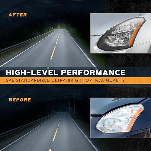 Miniatura 7 de Conjunto de faros delanteros compatible con Nissan Rogue 2014 2015 2016, reemplazo para faros delanteros Nissan Rogue 14 15 16 con tira LED DRL,