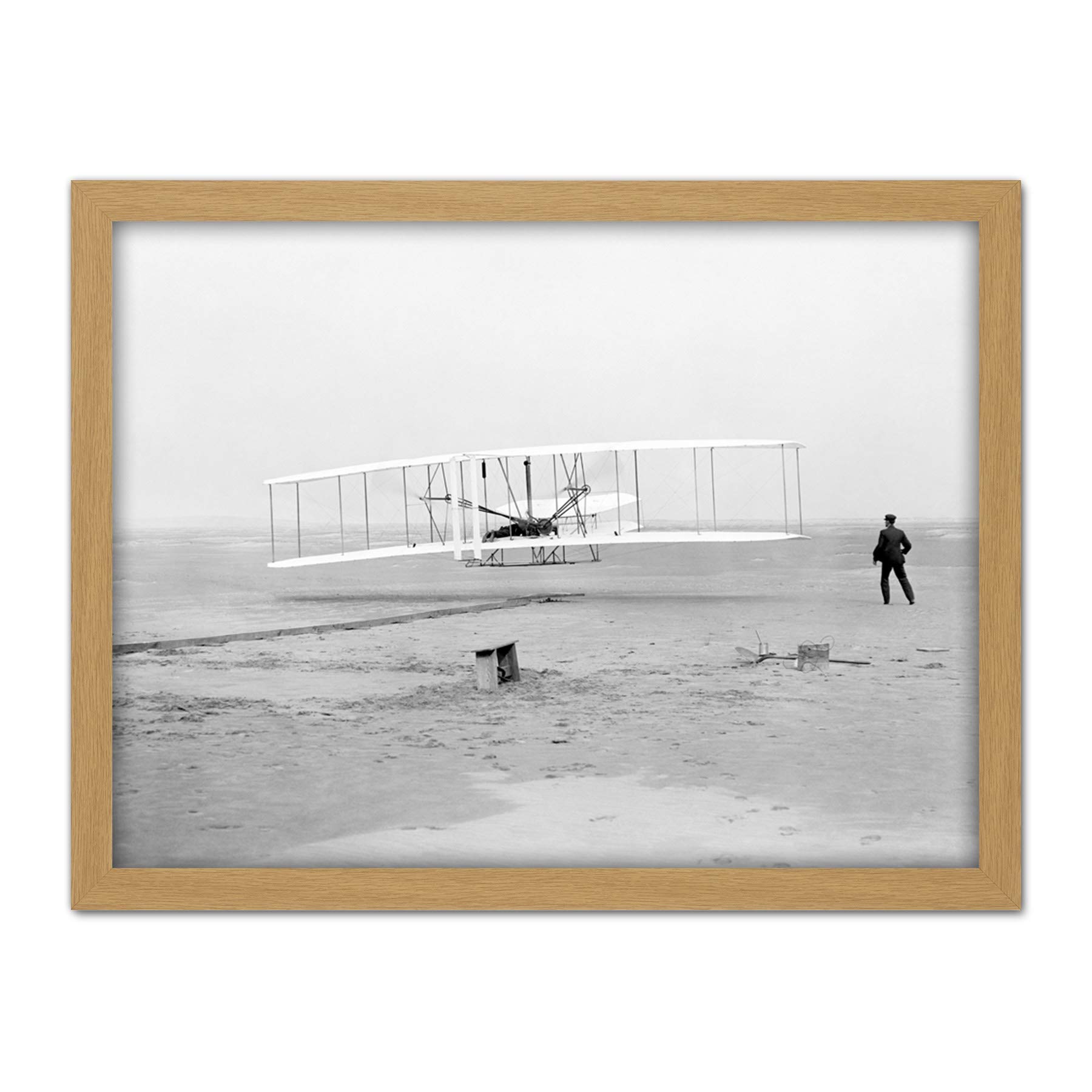 Daniels First Flight Wright Brothers 1903 Photo Artwork Framed Wall Art Print 18X24 Inch