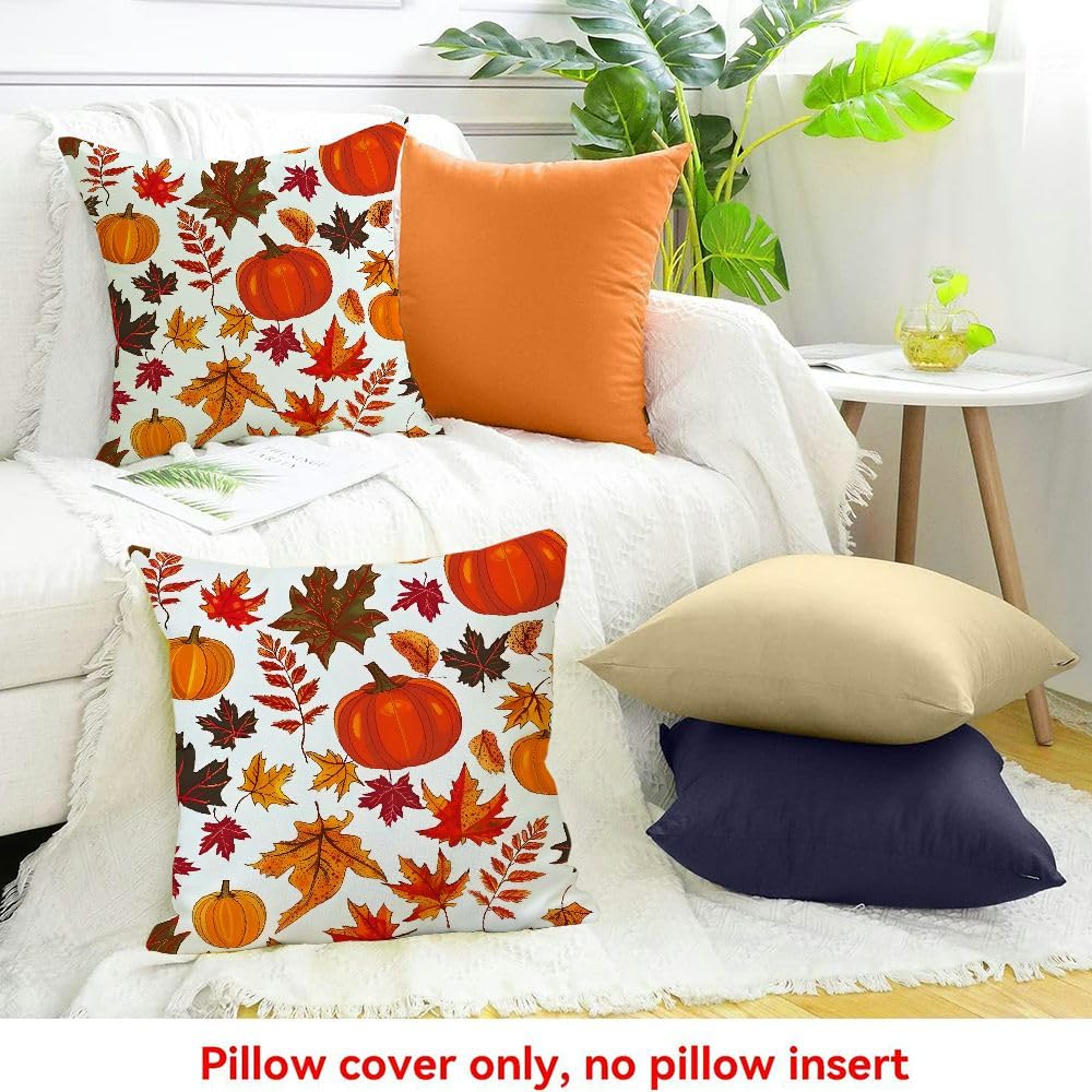 KANXLAN Fall Leaves Pumpkins Annabel Kidston Home Decor Pillow Cover for Sofa Couch 20x20in