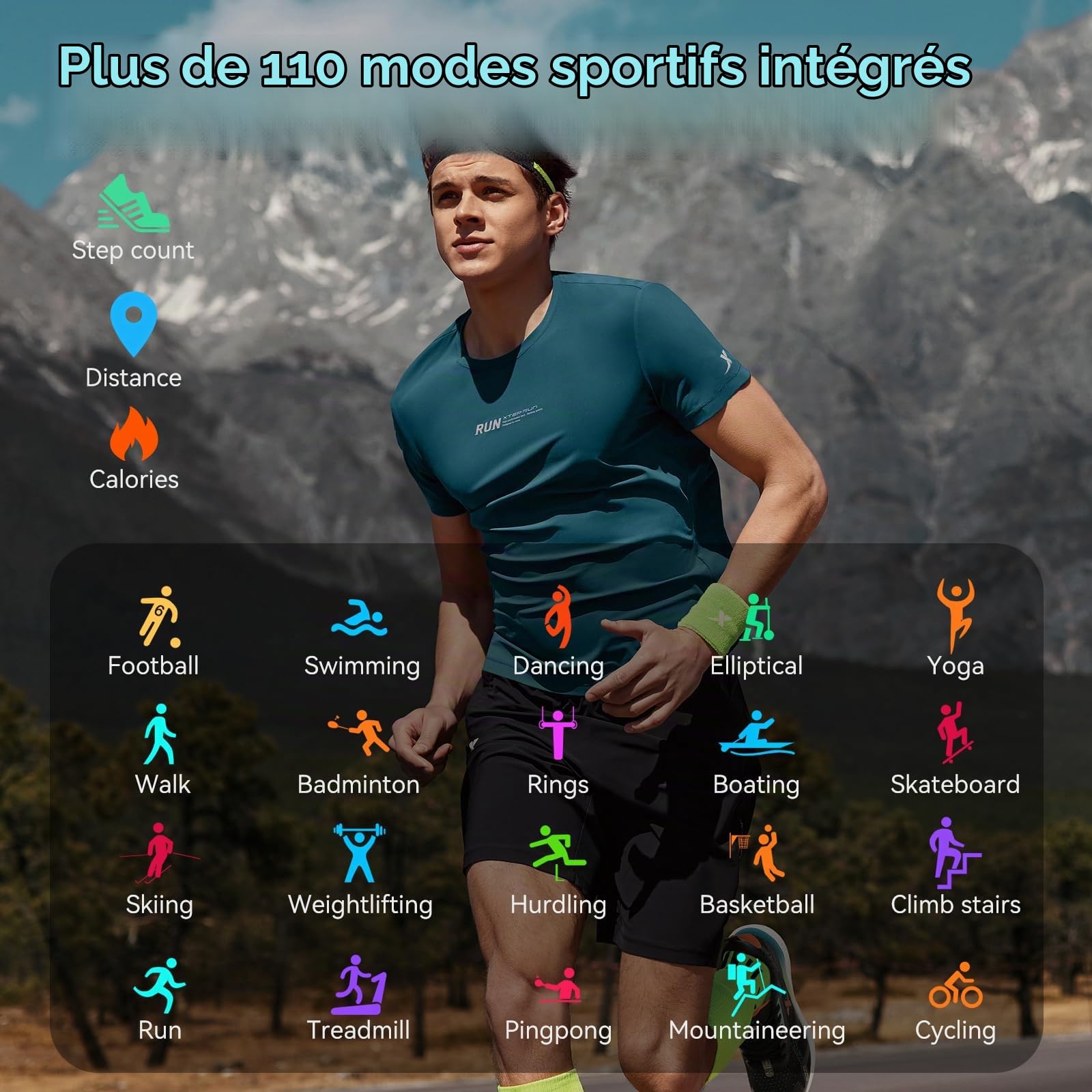 GPS Montre Connectée Homme Femme, AMOLED 2,06" Smartwatch 5ATM Étanche HD Appels Bluetooth, 110+Sportifs Montre Sport Podometre Cardiofrequencemetre SpO2 Sommeil, Montre Intelligente pour Android iOS