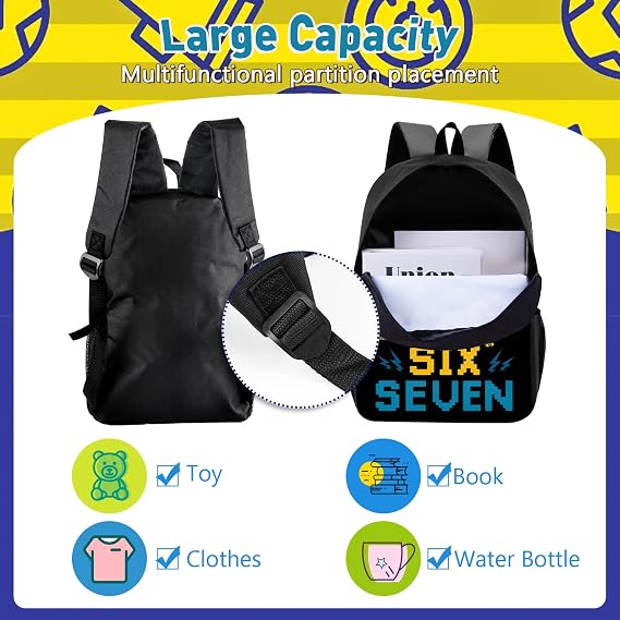 Backpack School Bag Brainrot Kids- 67 Backpack Students Schoolbag Blue Anime Toddler Rucksack Lightweight High Capacity Travel Funny Cool Neon Book Bags Gift for Primary Boys Girls Teen Children