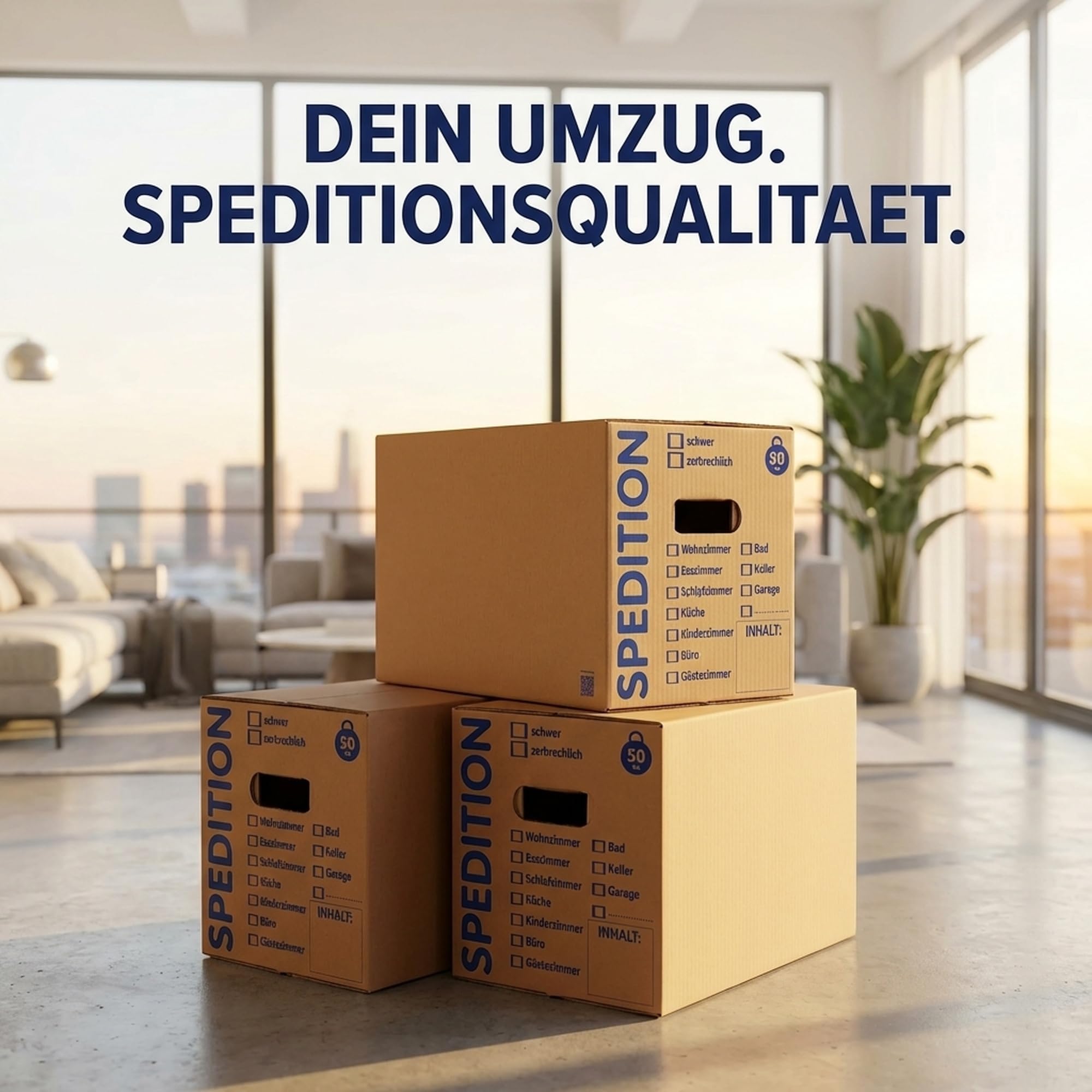 KK Verpackungen® Umzugskartons mit 50KG Tragkraft | 10 Stück, 2-wellige Mehrweg-Umzugskisten in extrastabiler Speditionsqualität