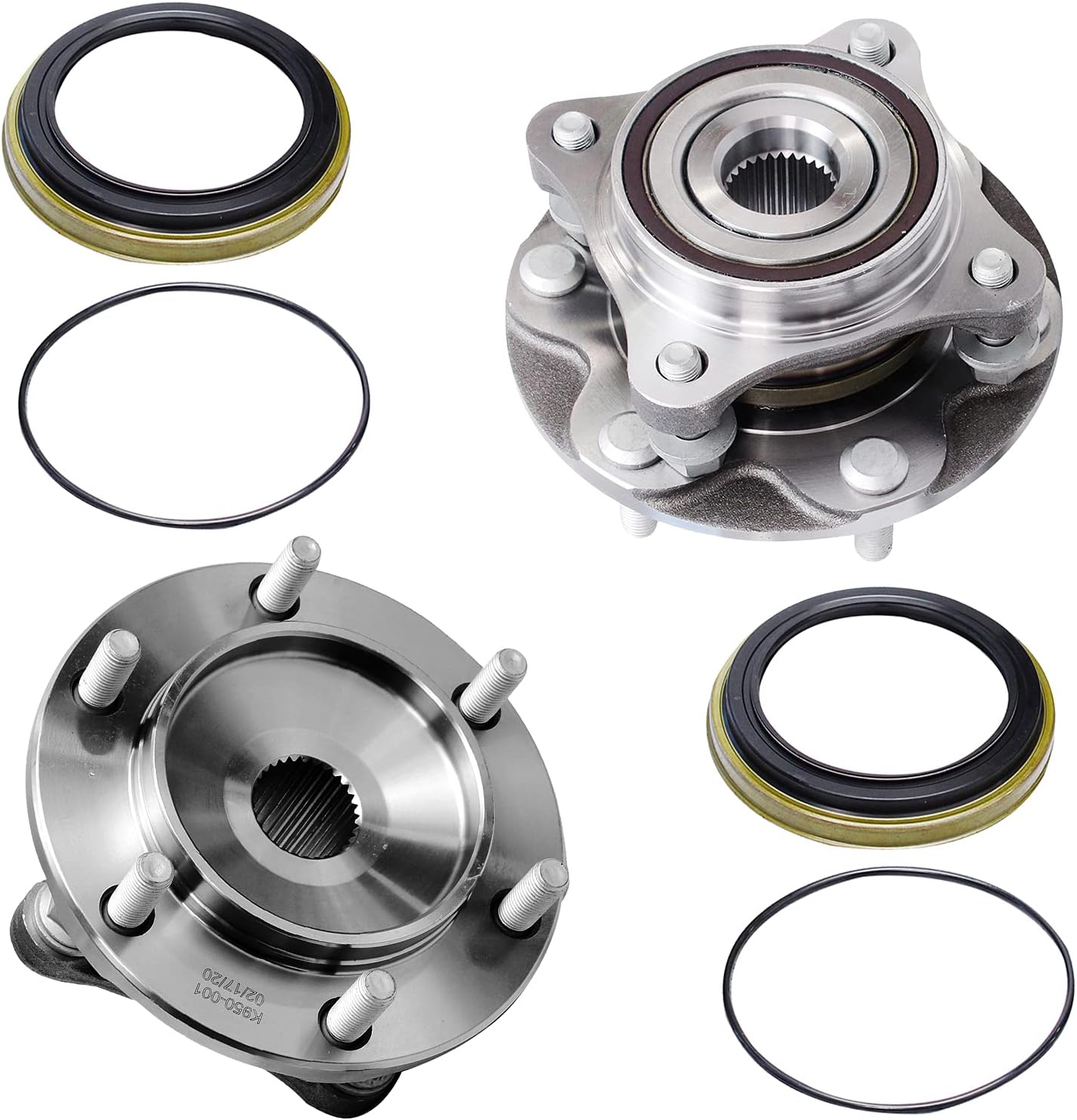 Detroit Axle - 4WD Front Wheel Bearing Hubs for Toyota 4Runner FJ Cruiser Tacoma Lexus GX460 GX470, Replacement Wheel Bearings and Hub Assembly Set, Pair Hubs