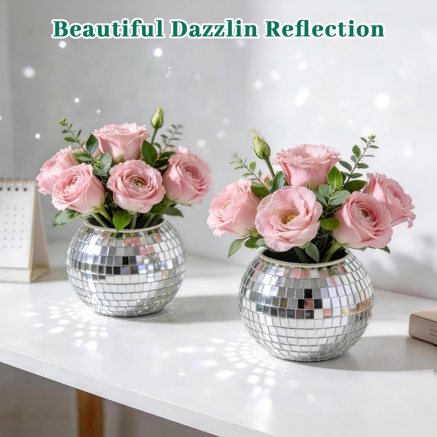 Luditek 6 Pcs Disco Ball Vase, Table Centerpieces for Wedding Birthday Christmas, Mirror Disco Ball Decor for Home Glass Planter Party Decorations & Unique Gifts for Flower Plant Lover