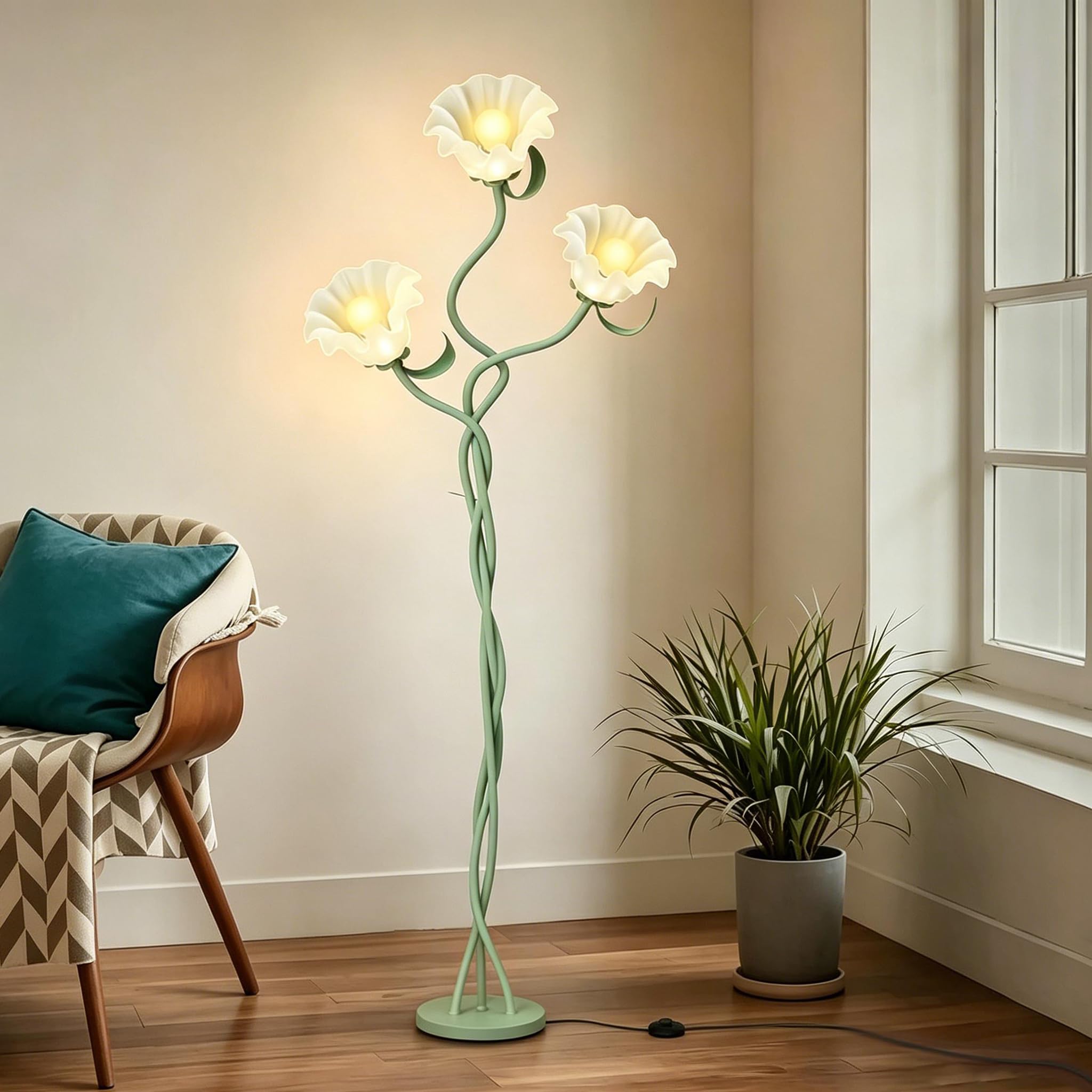 フロアスタンド antique flower type lamp Flower Floor Lamp for Living Room, Flower Standing Lamp with 3
