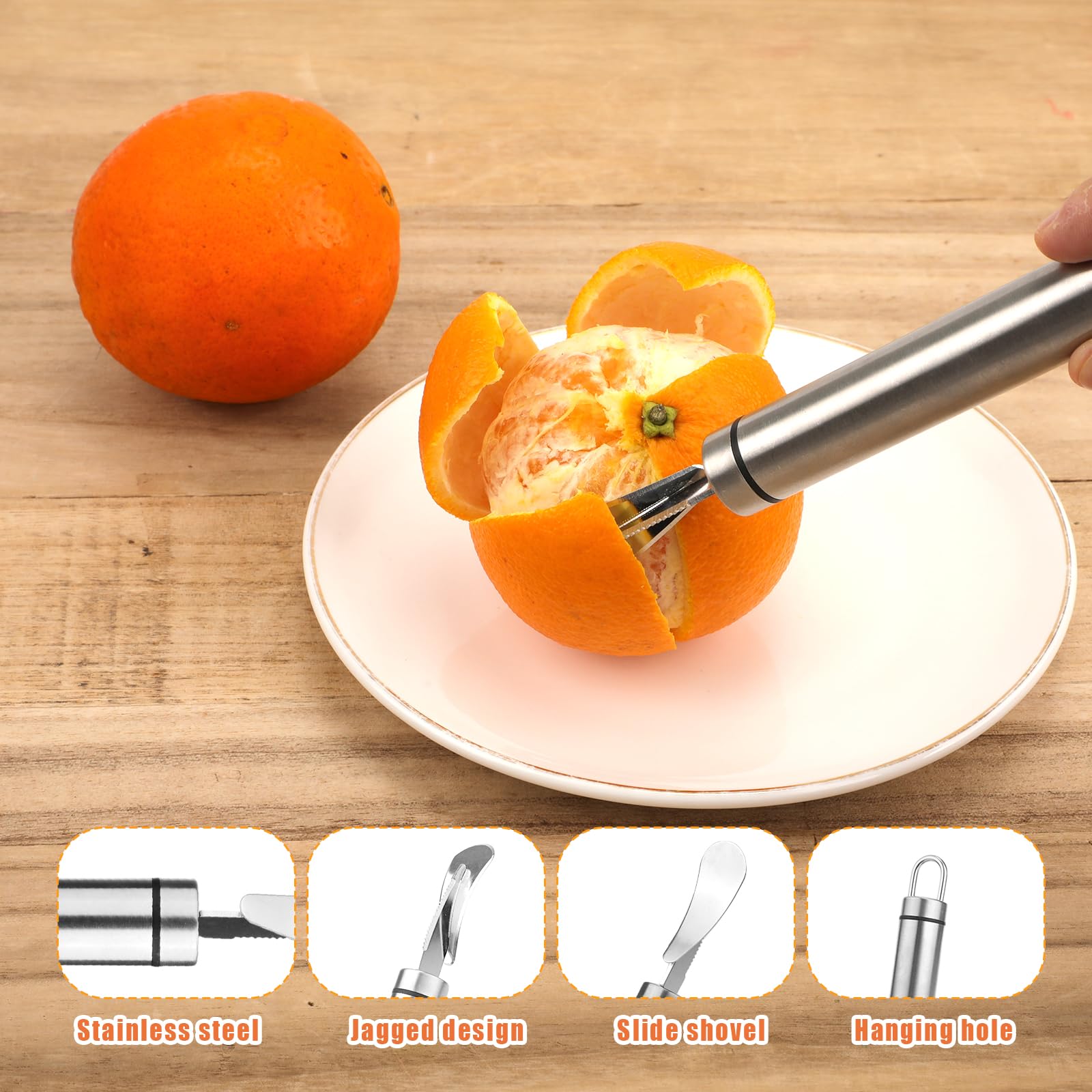 Éplucheur à Oranges En Acier Inoxydable 304 - Longue Poignée, Gadget De Cuisine Pratique