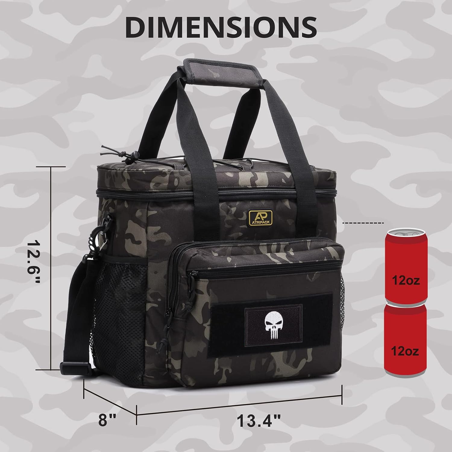 Taktische 22L Kühltasche für Männer als Lunchtasche zur Arbeit | Taktische Kühltasche für Essen, verstellbarer abnehmbarer Gurt, auslaufsichere Innenverkleidung, weiche Tasche zum Angeln