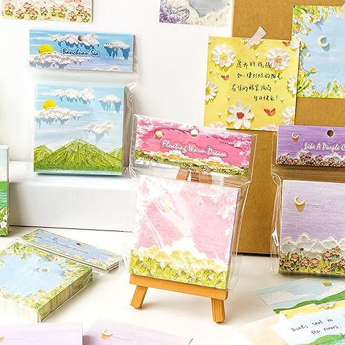 Miniatura 6 de Choichoi's 300 pages memo pads note pads aesthetic note pads set creative stationery flowers scenery oil painting large amount smooth writing for