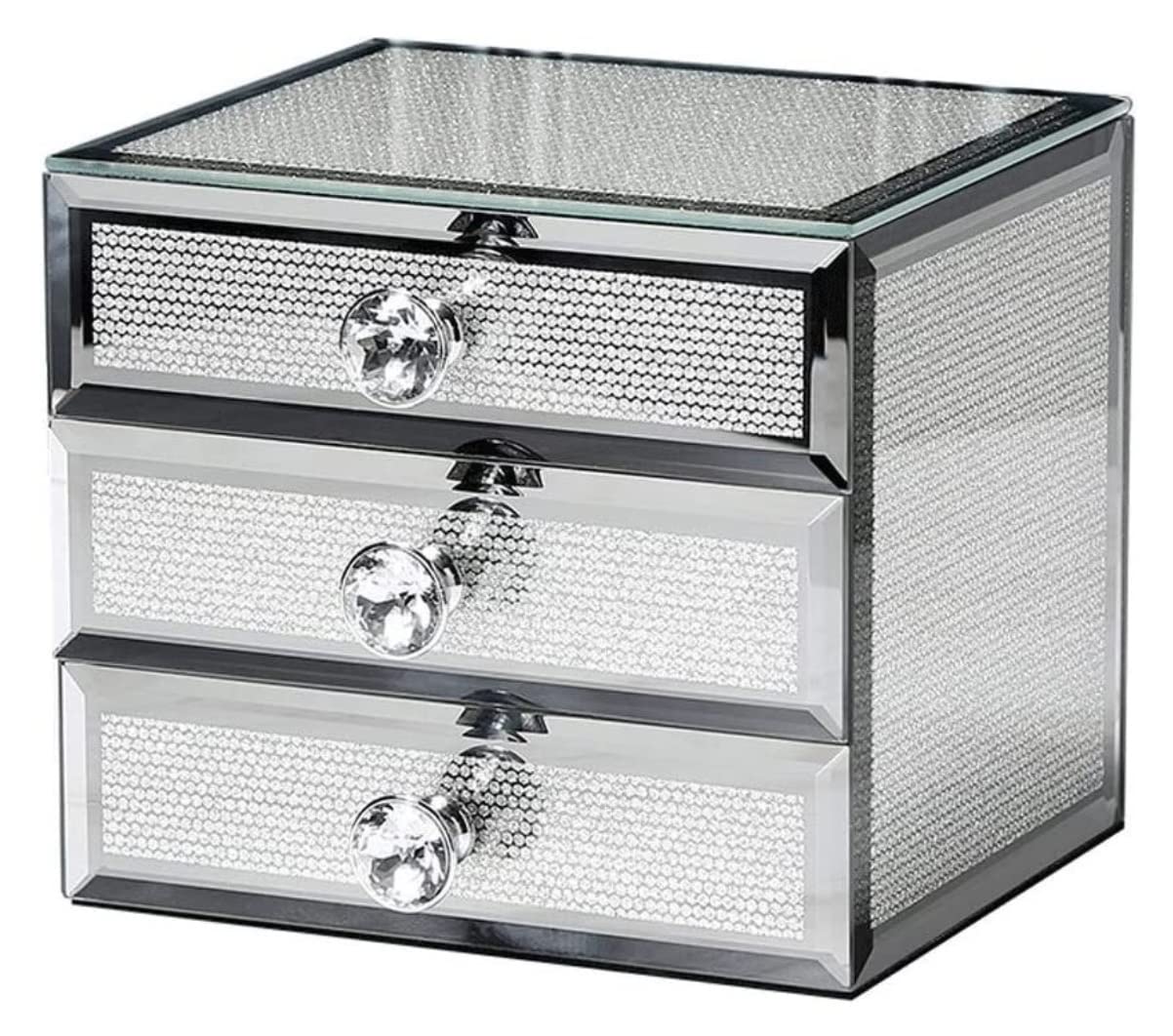 TIANQIHAO Jewelry Box 3 Tier Jewelry Box For Women High-End Glass Jewelry Organizer With Drawers Watch And Earring Jewelry Storage Box Jewellry Holder