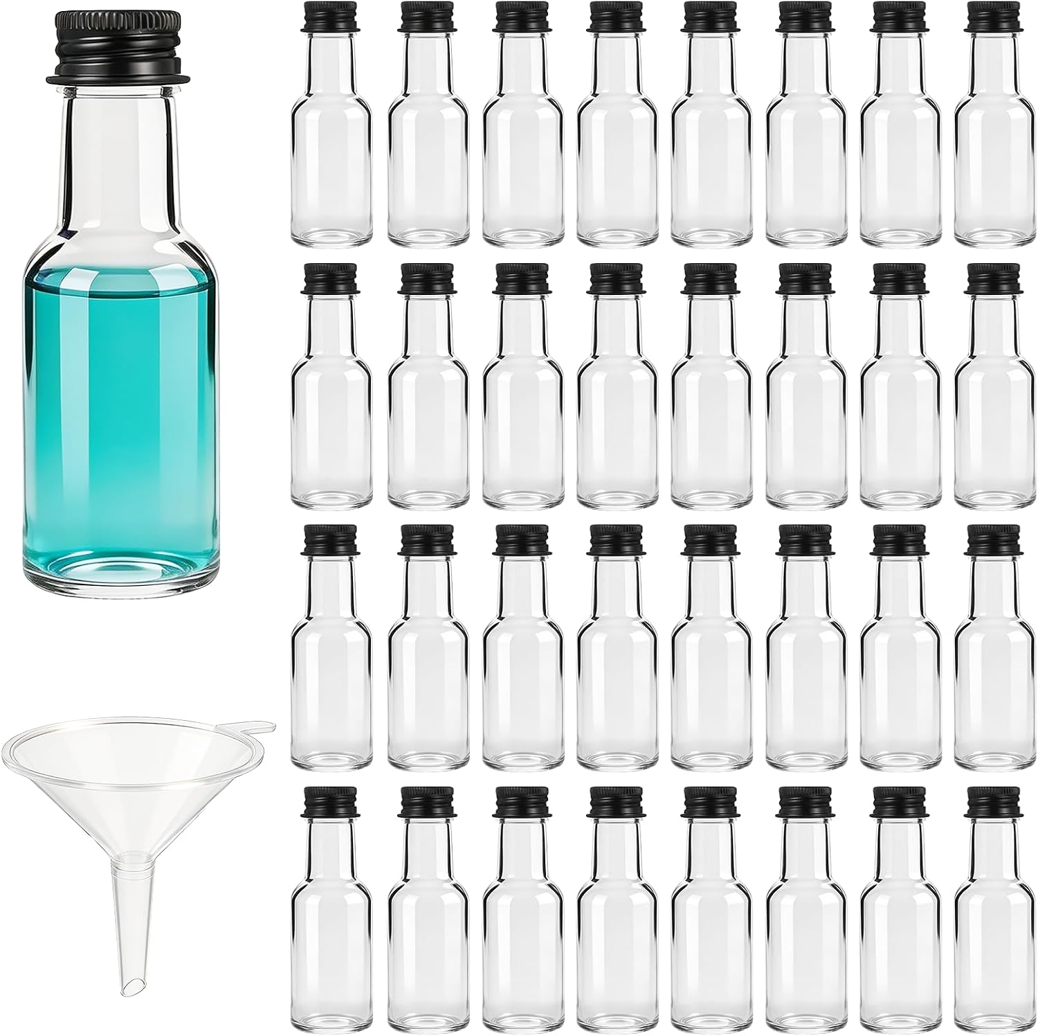 100 Pcs Mini Liquor Bottles Plastic Mini Salad Dressing Bottle Christmas Small Shooter Alcohol Holders with Cap Wine Hot Sauce(0.8 Oz,Black)