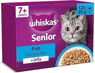 Senior 7+ Wet Cat Food in Jelly 12x85g Fish Favourites (Pack of 4)