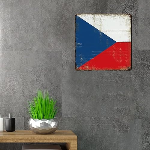 Miniatura 5 de Letrero de metal con bandera nacional de la República Checa regalo rústico de aluminio con diseño retro letrero patriótico envejecido letrero de