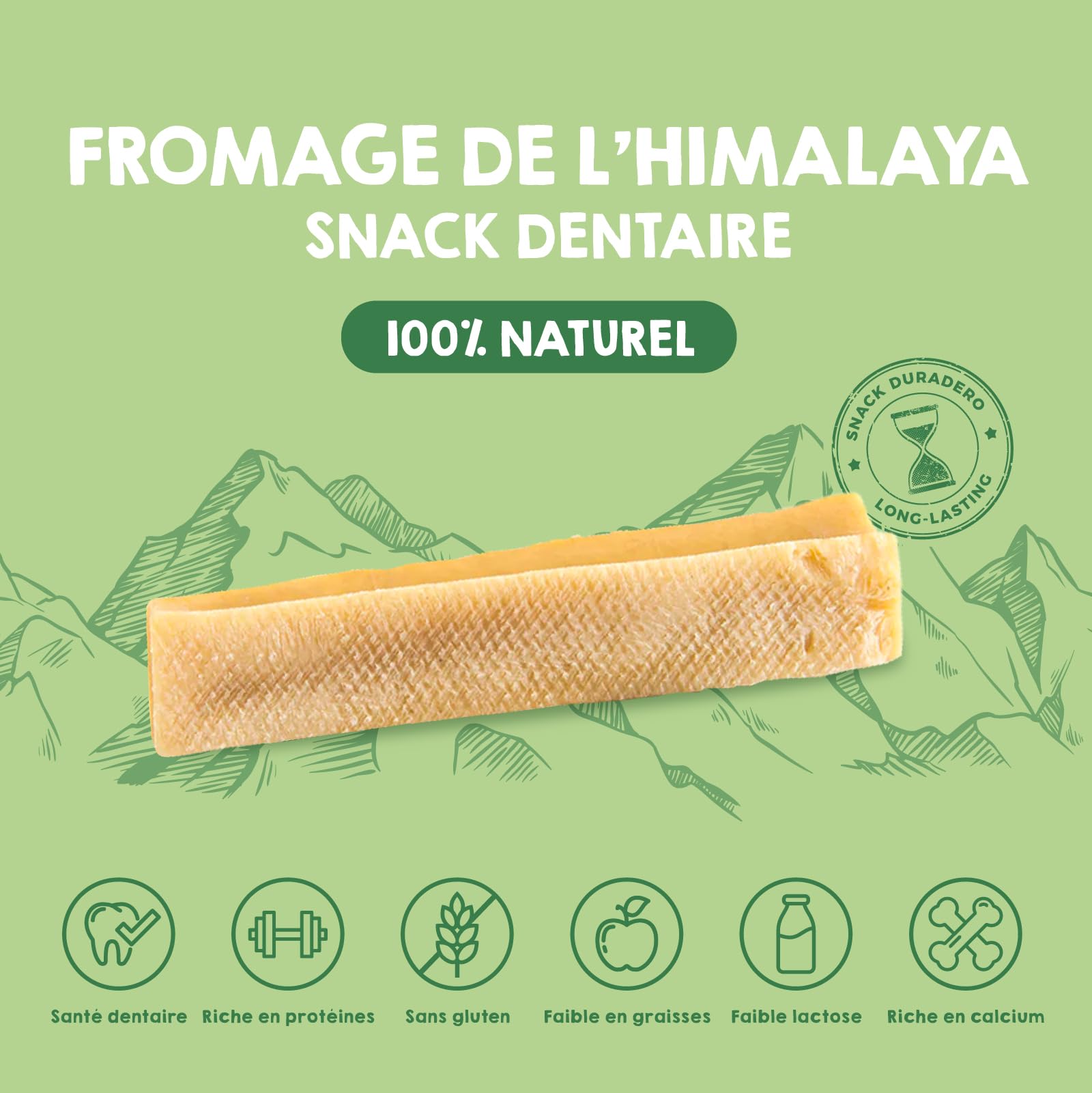 Fromage de Yak pour Chien Mastication Naturel Macher Longue Durée Soin Dentaire Recette Himalaya pour Chiens Pesant Entre 10 et 15 kg - Pack 3 Taille M
