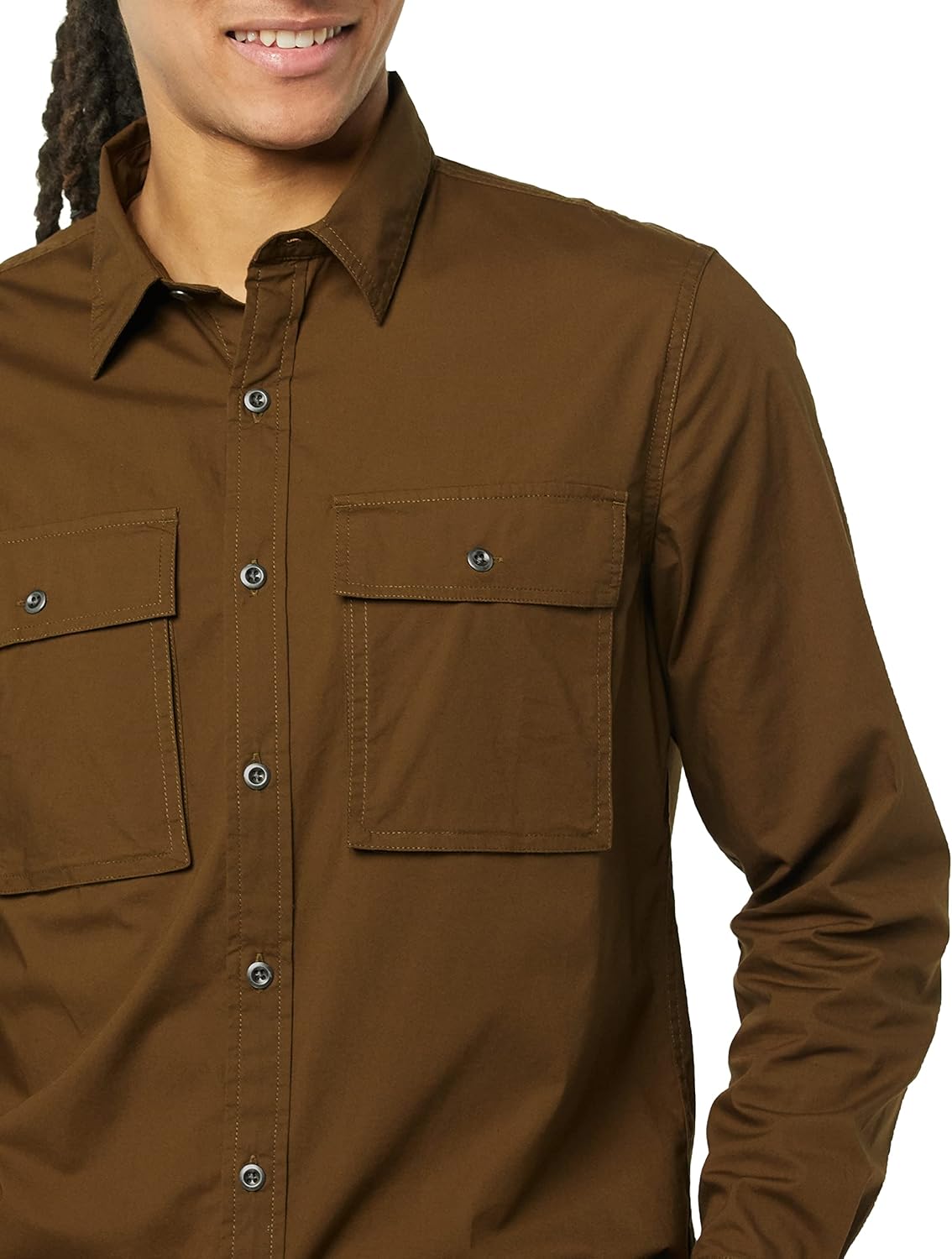 Amazon Essentials Men's Slim-Fit Long-Sleeve Two-Pocket Utility - Image 5